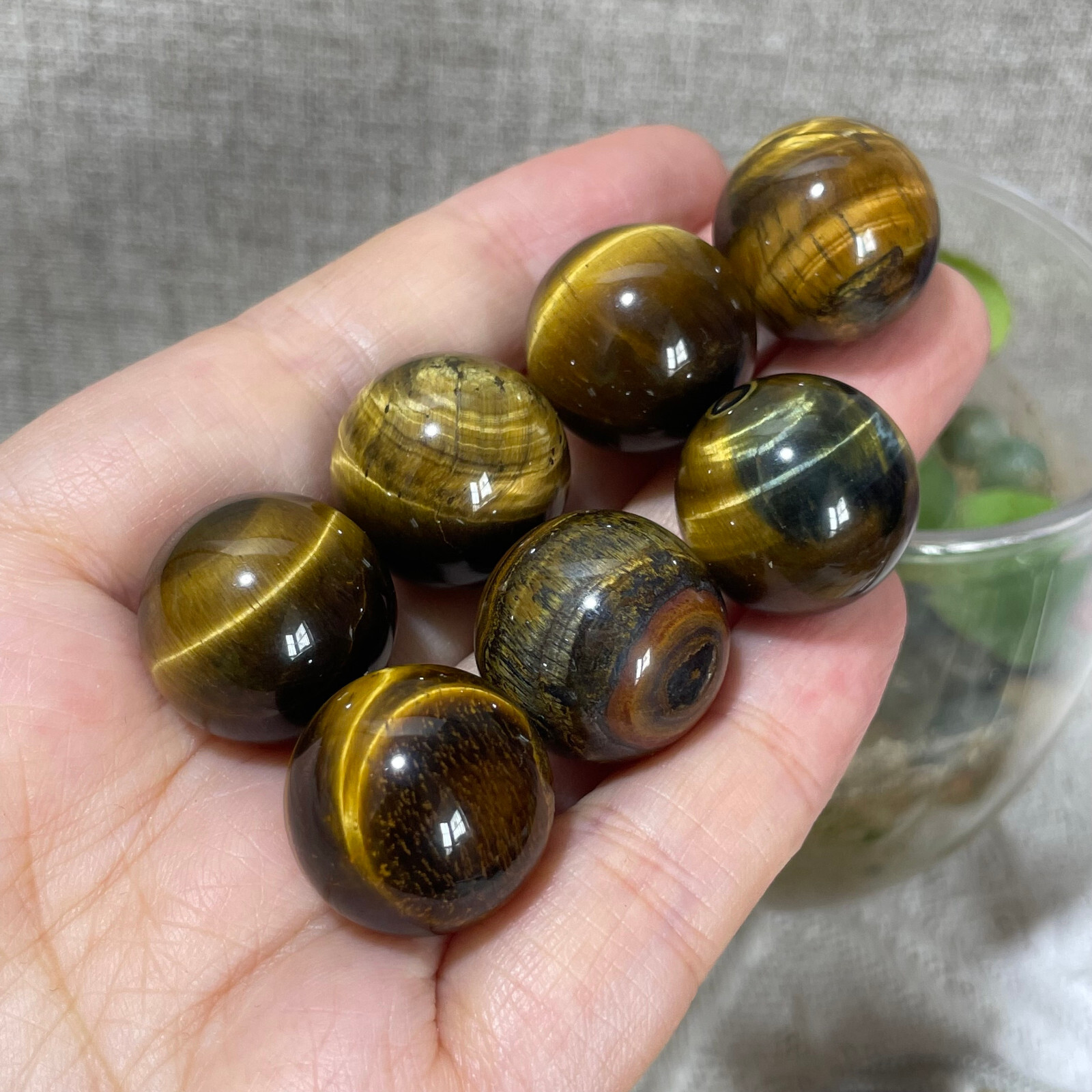7pcs 18mm Natural tiger's eye ball quartz crystals sphere gem reiki healing 65g 7pcs 18mm Natural tiger's eye ball quartz crystals sphere gem reiki healing 65g