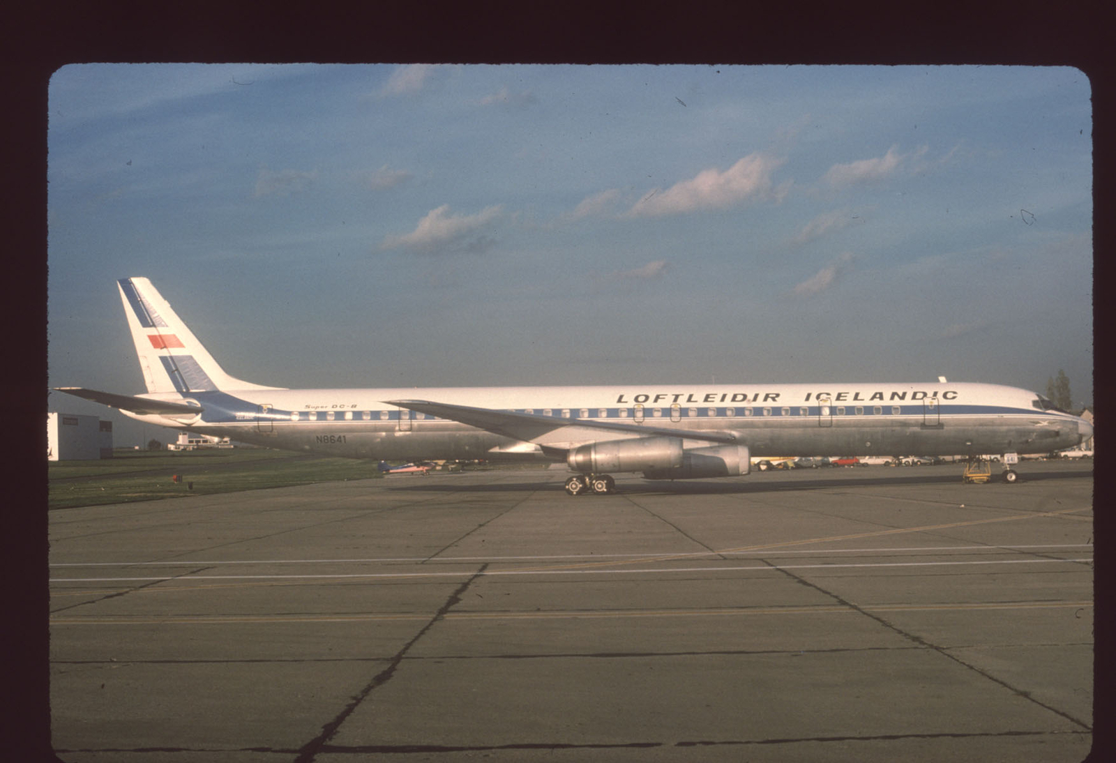 Dupe 35mm airline slide Loftleidir Icelandic Airlines DC-8-63CF N8641 Dupe 35mm airline slide Loftleidir Icelandic Airlines DC-8-63CF N8641