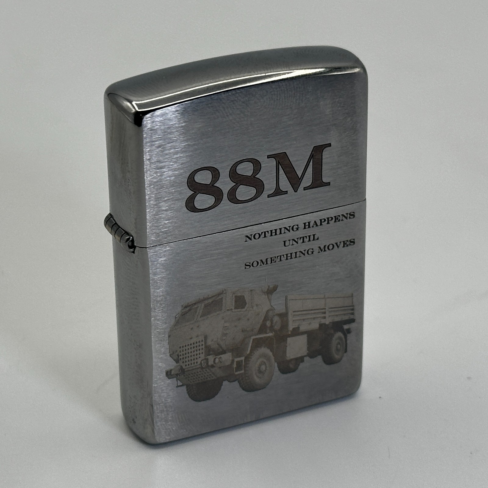 Custom Engraved Zippo Lighter 88M Army Truck Driver LMTV Brushed Chrome Custom Engraved Zippo Lighter 88M Army Truck Driver LMTV Brushed Chrome
