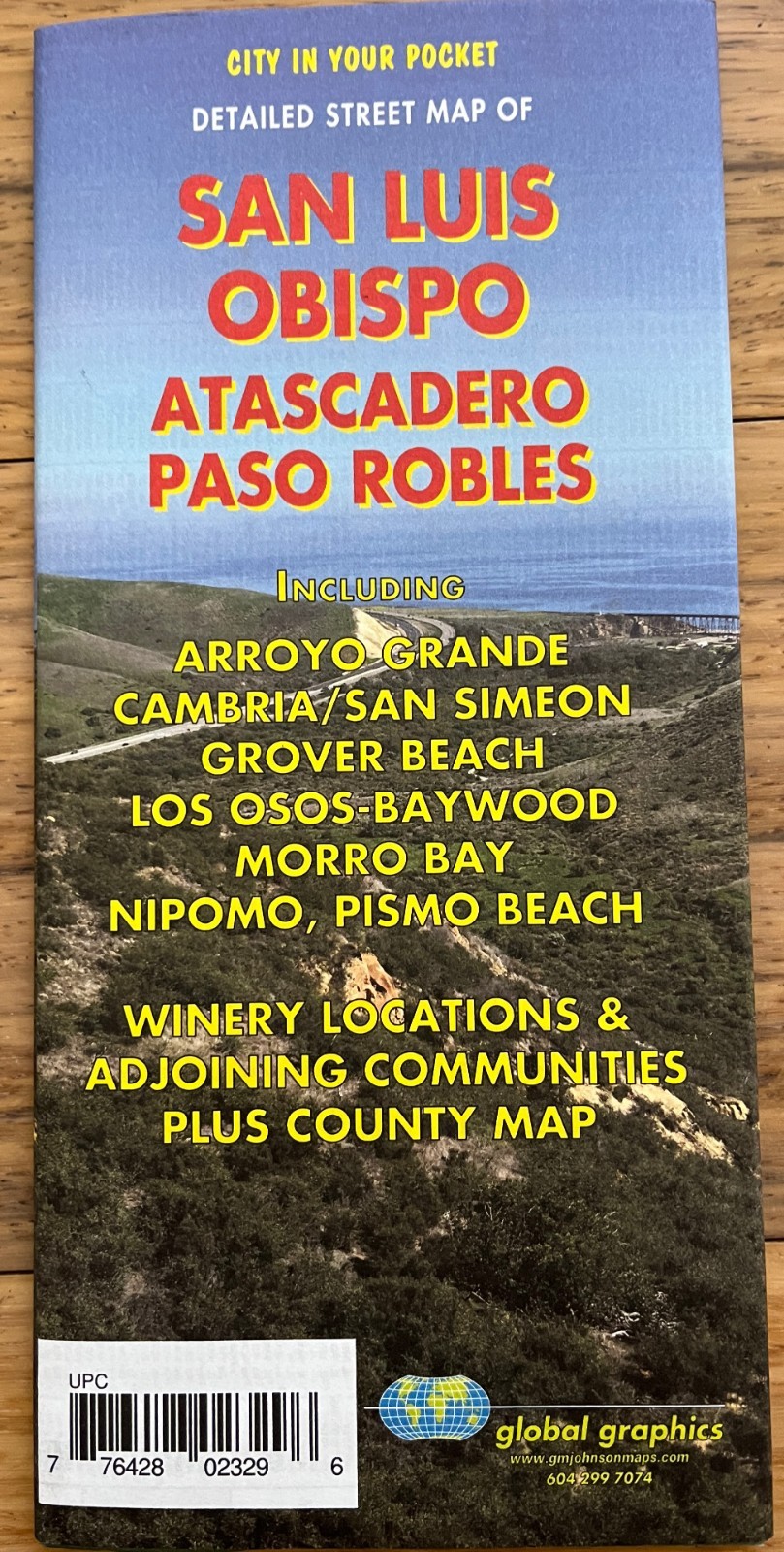 Map of San Luis Obispo (SLO), Morro Bay, Paso Robles, Atascadero. NEW Paper
