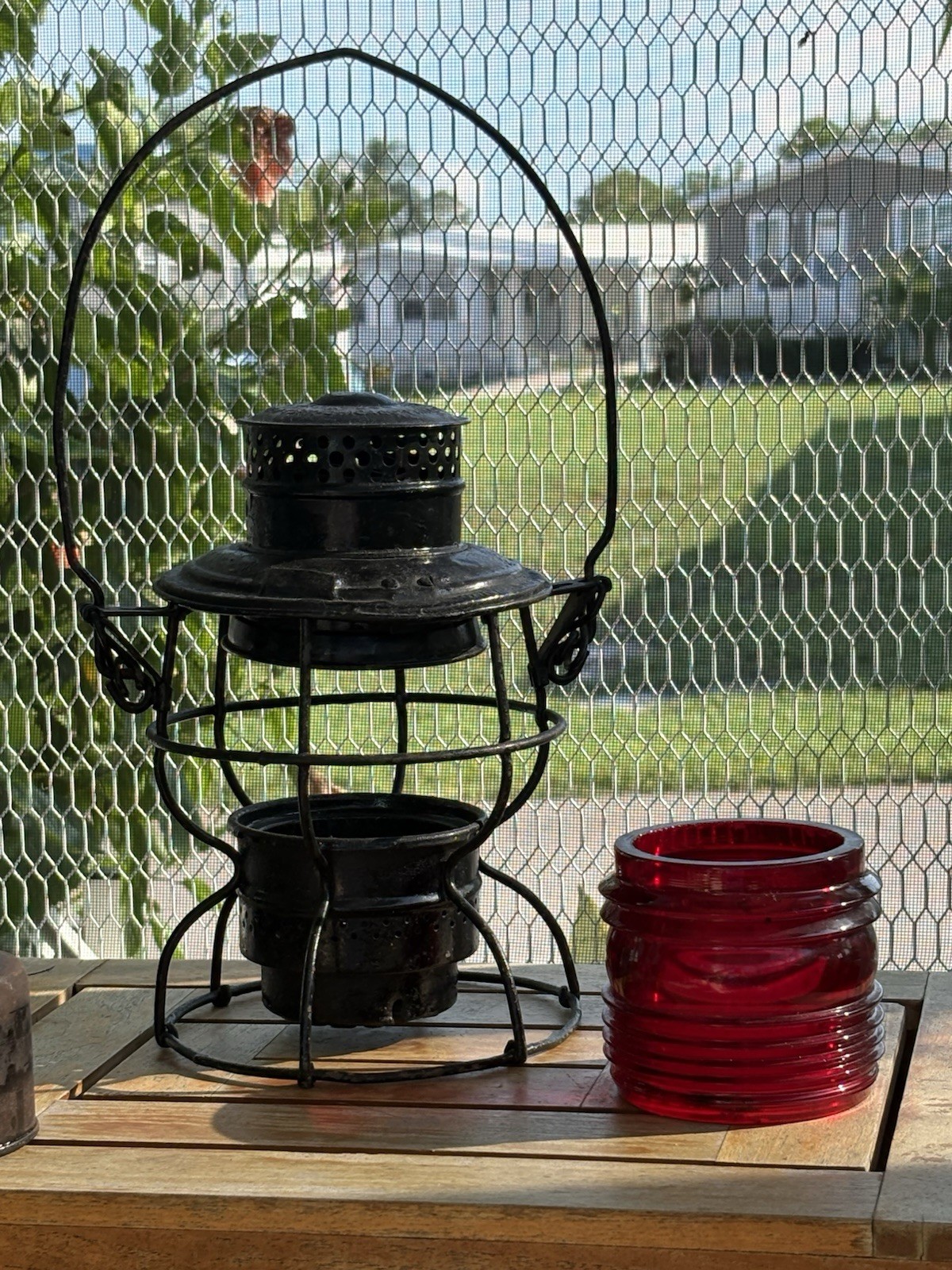 Vintage Adams & Westlake (Adlake) Kero Railroad Lantern with Red Fresnel Globe Vintage Adams & Westlake (Adlake) Kero Railroad Lantern with Red Fresnel Globe