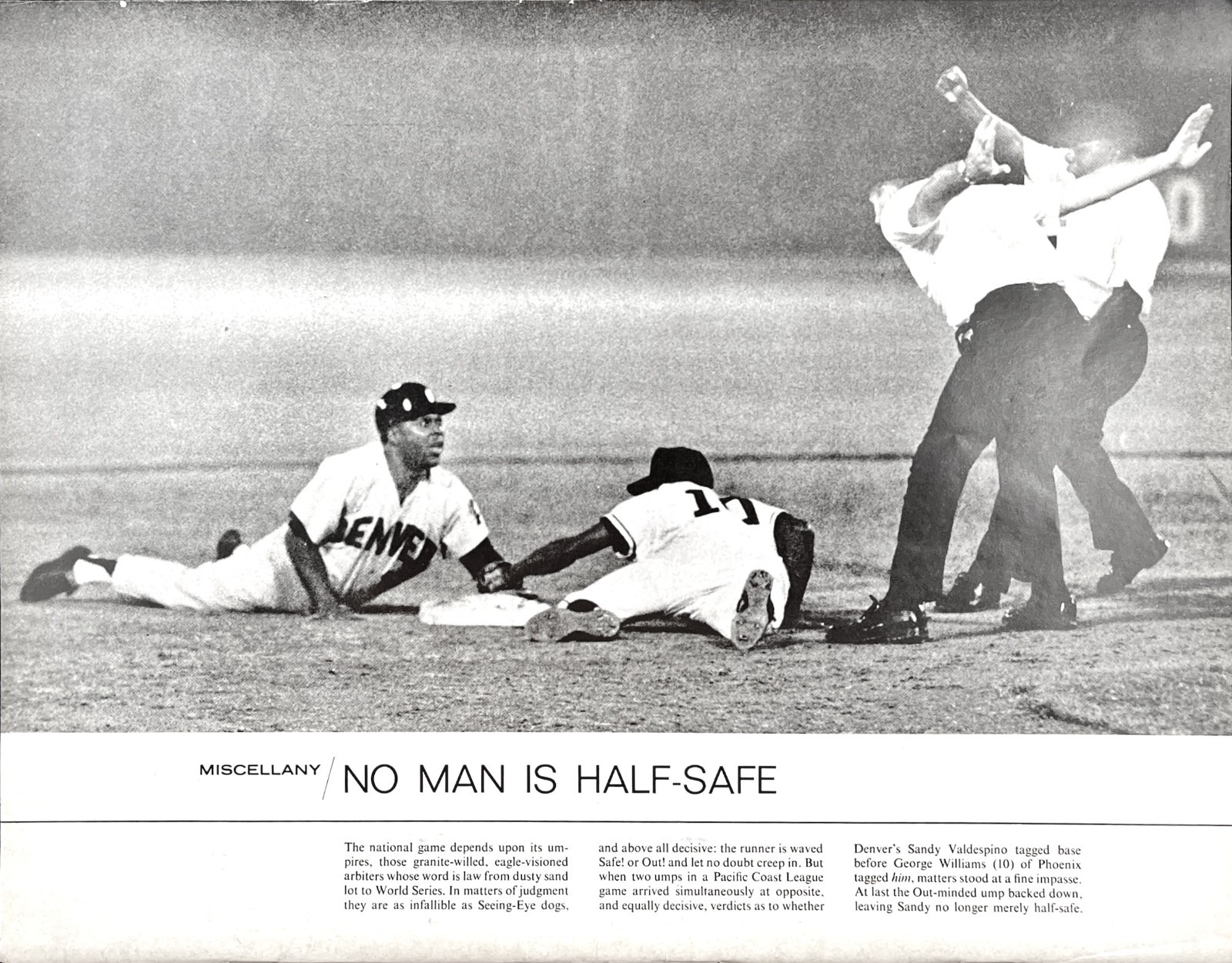 Memphis Denver Baseball Safe & Out At Second Not Even Possible Vtg Mag Print Ad Memphis Denver Baseball Safe & Out At Second Not Even Possible Vtg Mag Print Ad