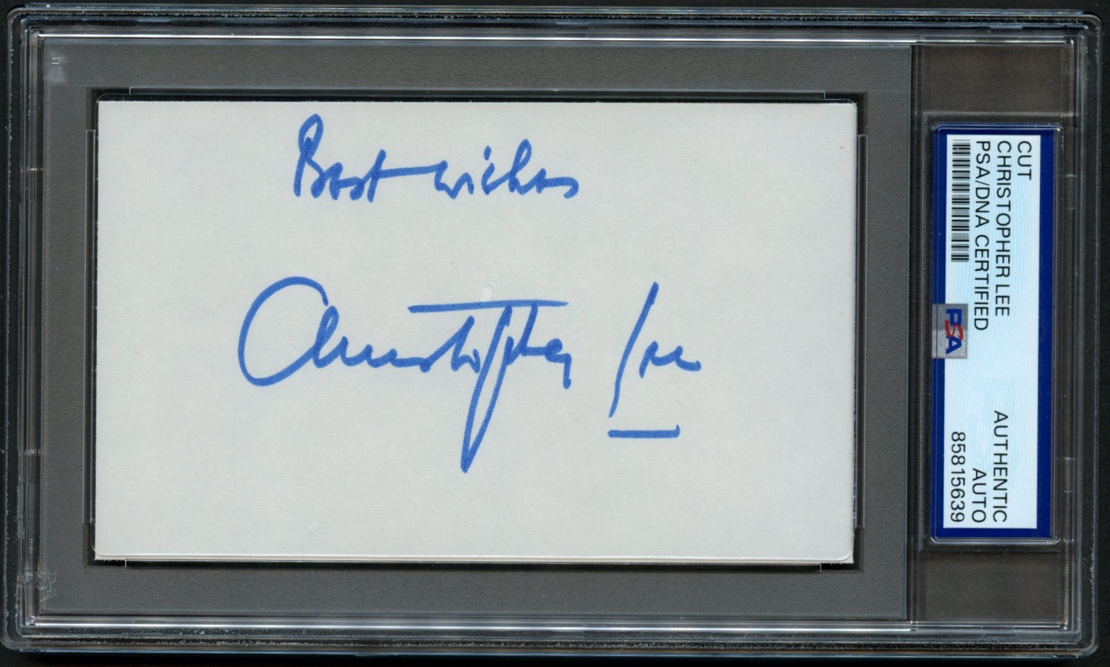 Christopher Lee d2015 signed autograph 3x5 Cut Actor Star Wars / Dracula PSA