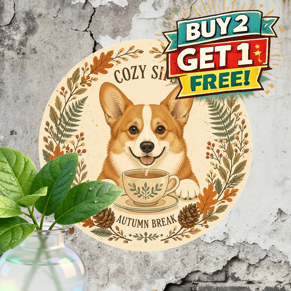 Glamorous Corgi Floral Clock Artwork Metal Tin Sign Round Wall Decor 8x8 Glamorous Corgi Floral Clock Artwork Metal Tin Sign Round Wall Decor 8x8