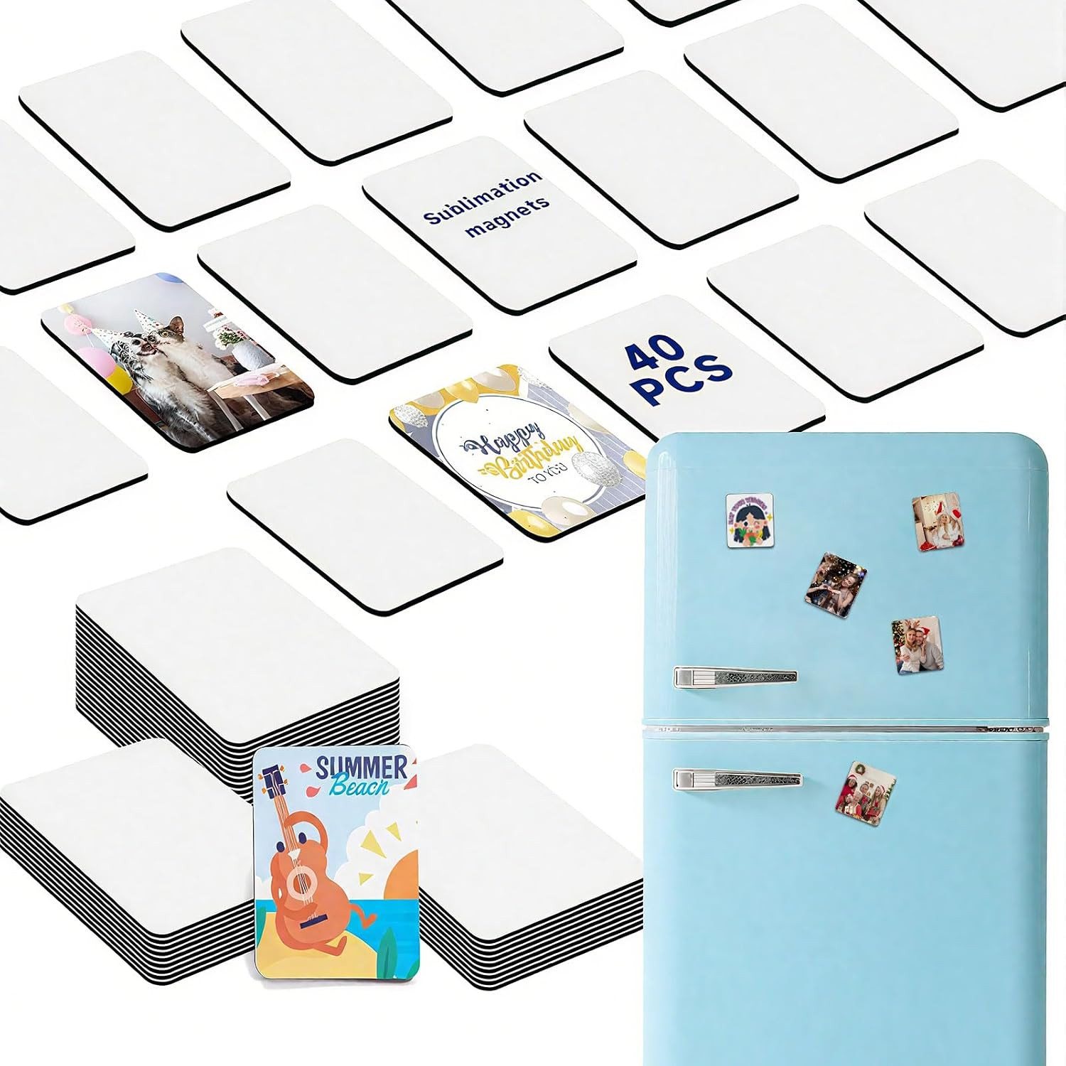 UJL 40Pcs Sublimation Magnet Blanks Custom Square Magnets (2.95" X 2.16") UJL 40Pcs Sublimation Magnet Blanks Custom Square Magnets (2.95" X 2.16")