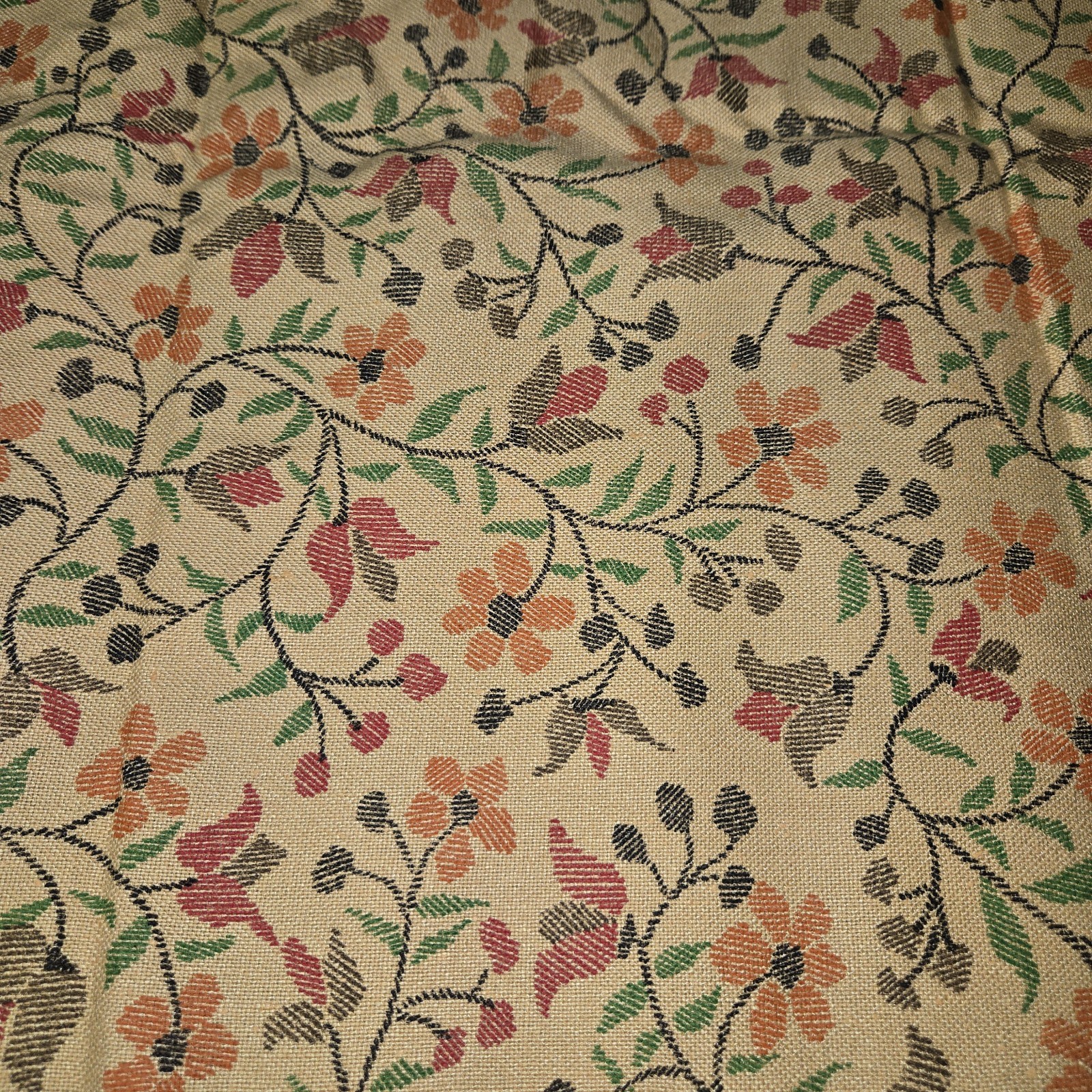 Vtg 1960s 70s Woven Floral Upholstery Fabric 1.5yds Mid Century Boho Cottagecore Vtg 1960s 70s Woven Floral Upholstery Fabric 1.5yds Mid Century Boho Cottagecore