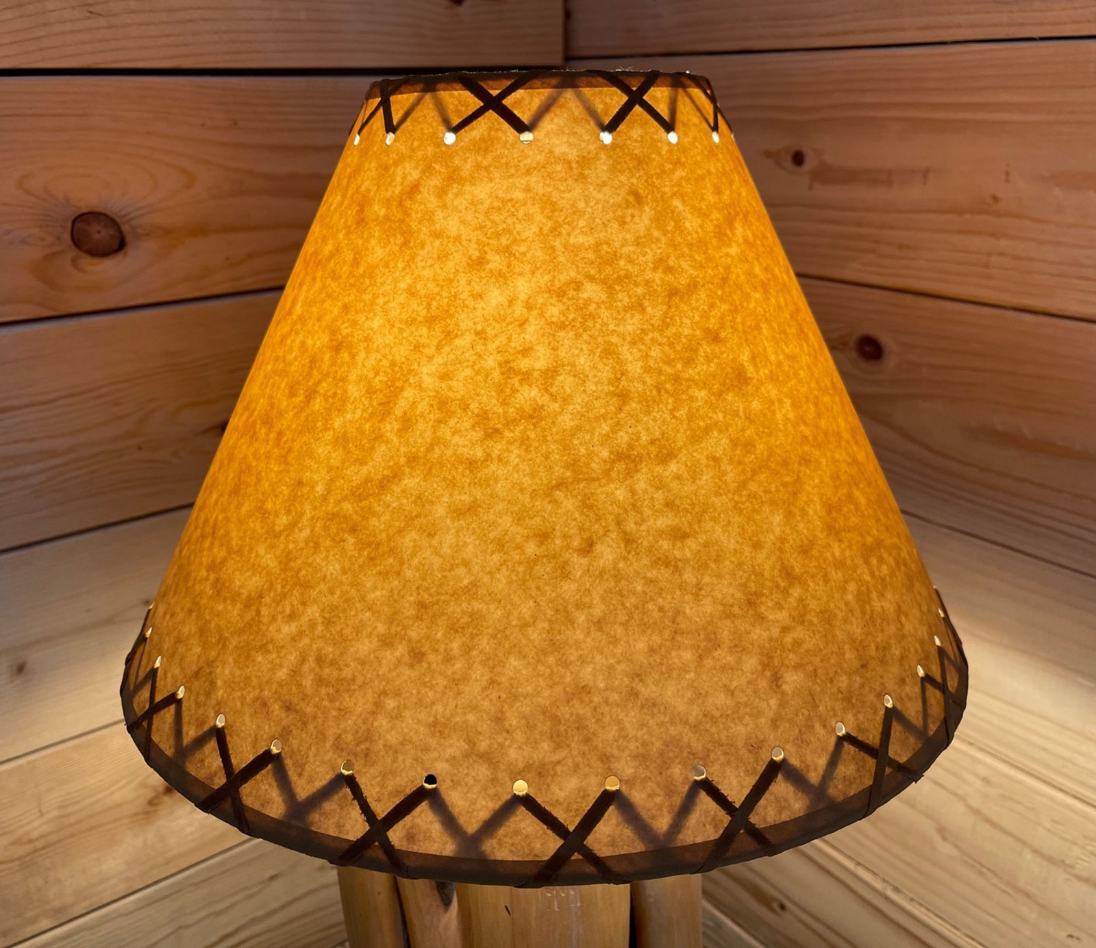 Rustic Oiled Kraft Laced Lamp Shade - 16" Rustic Oiled Kraft Laced Lamp Shade - 16"