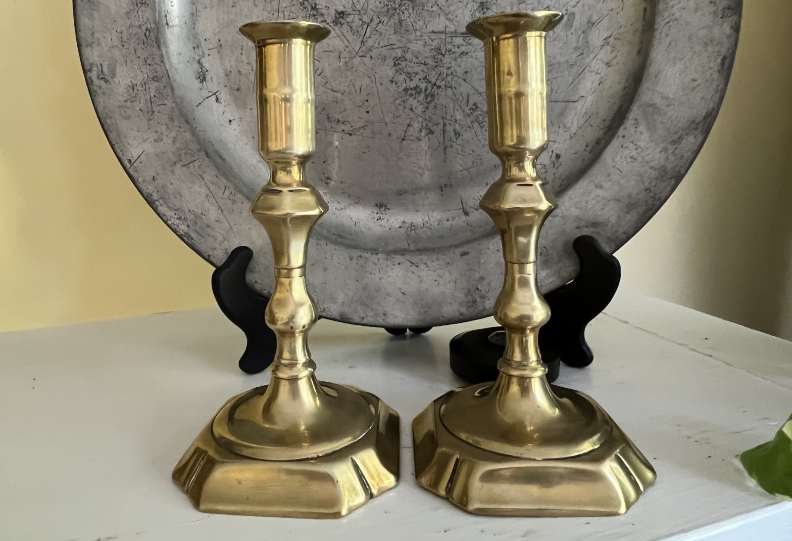 Early 18th Century Brass Candlesticks PAIR Early English with French Influence Early 18th Century Brass Candlesticks PAIR Early English with French Influence