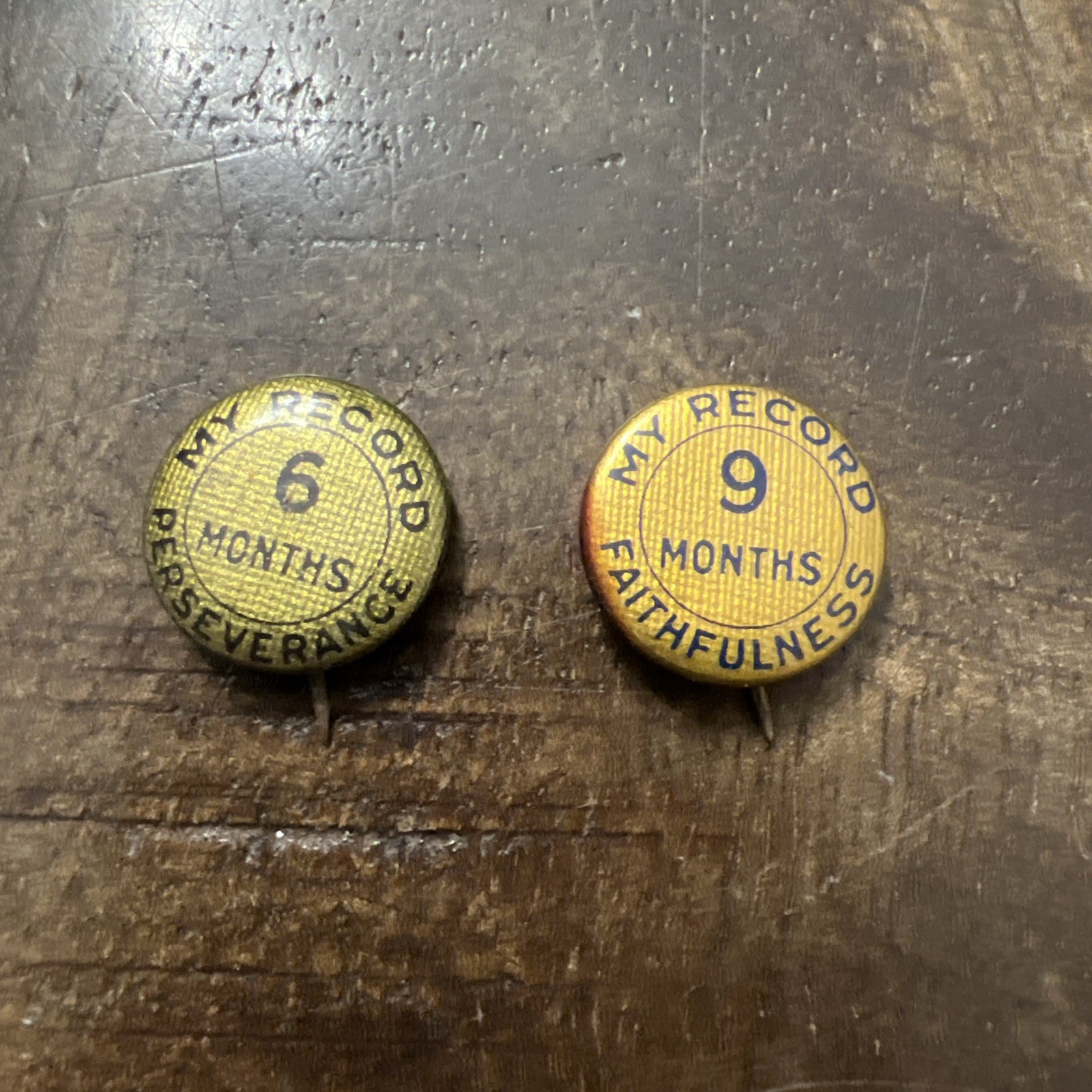 VTG 1924 William H. Dietz "My record 6 & 9 months faithfulness" Metal lapel pin