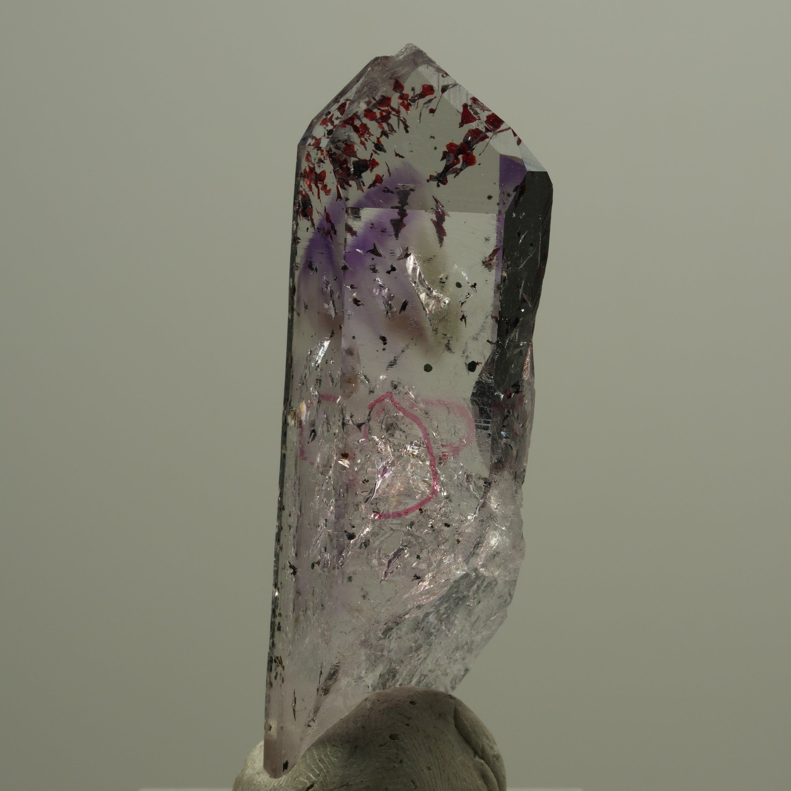 Enhydro Harlequin Phantom Amethyst Point, 2x Bubble Streep Mine, Namibia Enhydro Harlequin Phantom Amethyst Point, 2x Bubble Streep Mine, Namibia