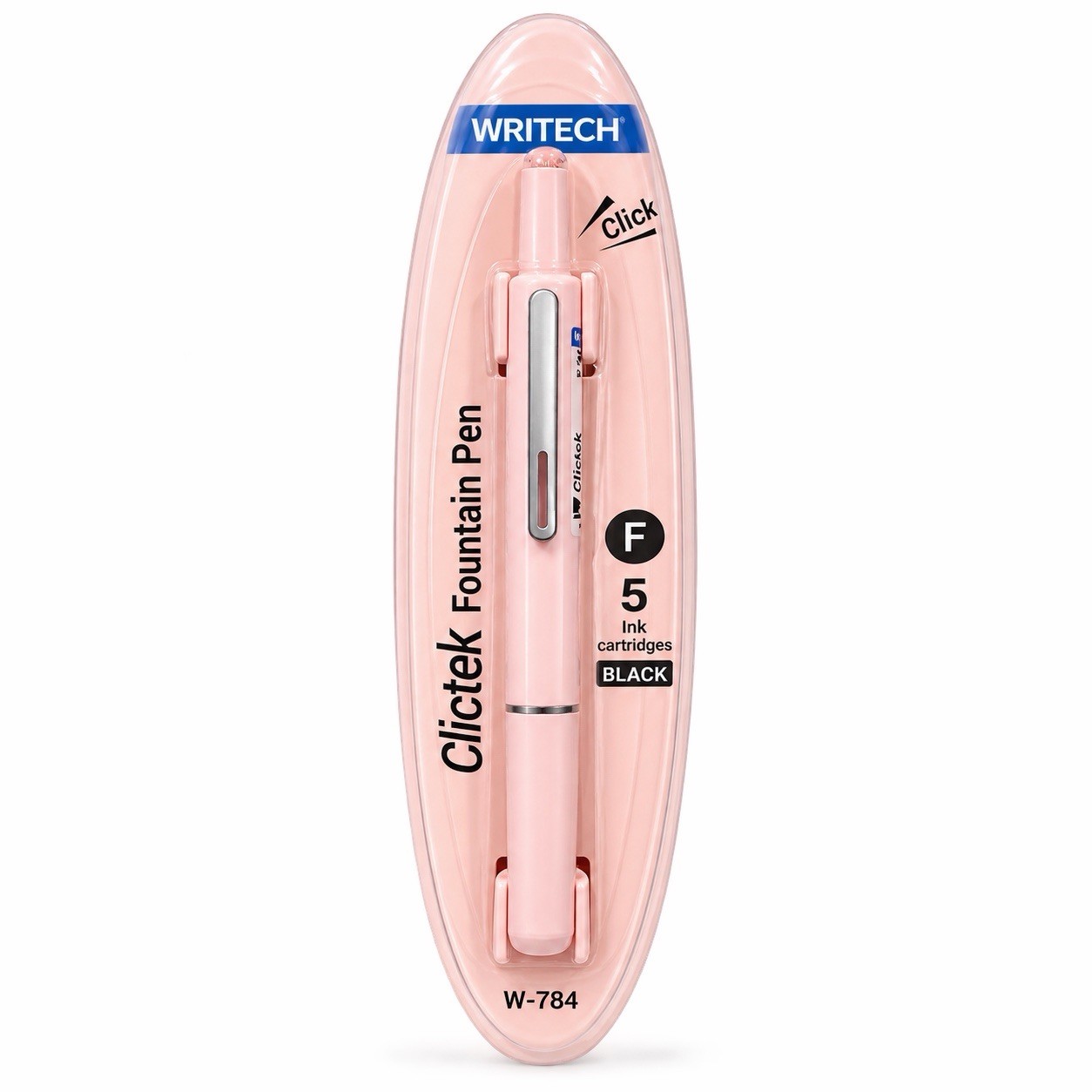 2 Pack Pink Clictek Fountain Pen Retractable: Fine Nib Black Ink 2 Pack Pink Clictek Fountain Pen Retractable: Fine Nib Black Ink