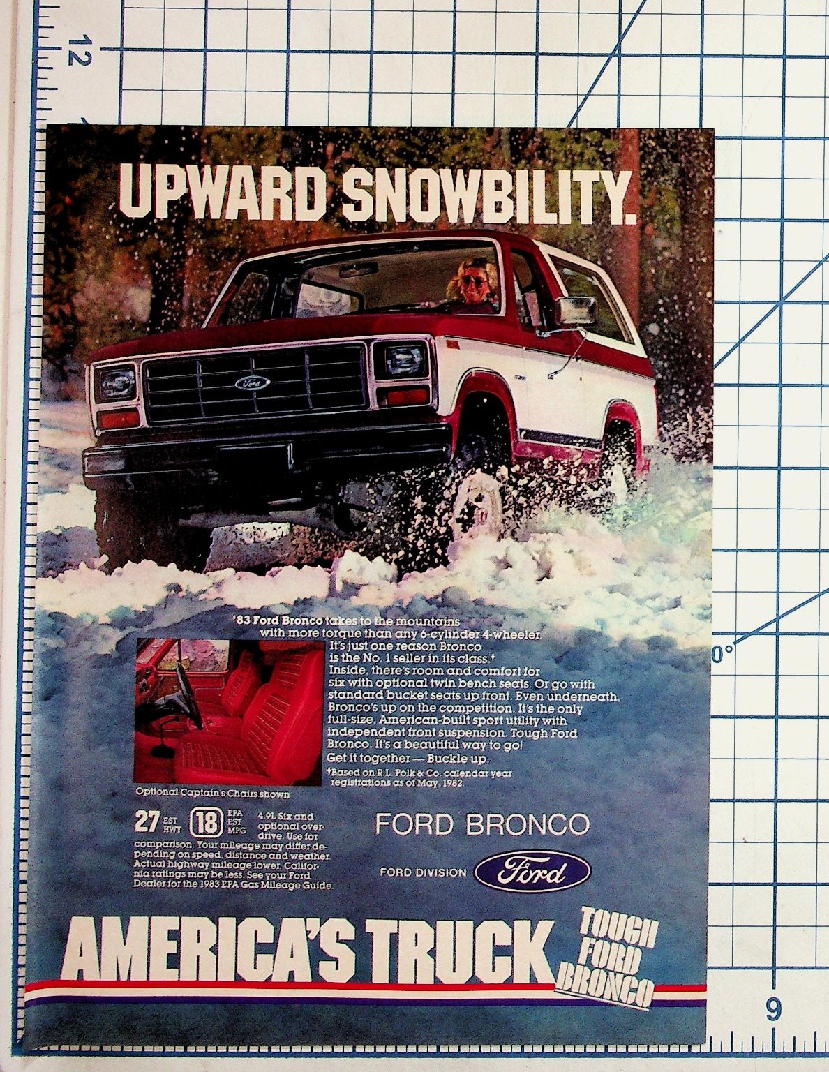 1983 Ford Bronco 4x4 SUV "Upward Snowbility" Vintage Original Print Ad 1983 Ford Bronco 4x4 SUV "Upward Snowbility" Vintage Original Print Ad