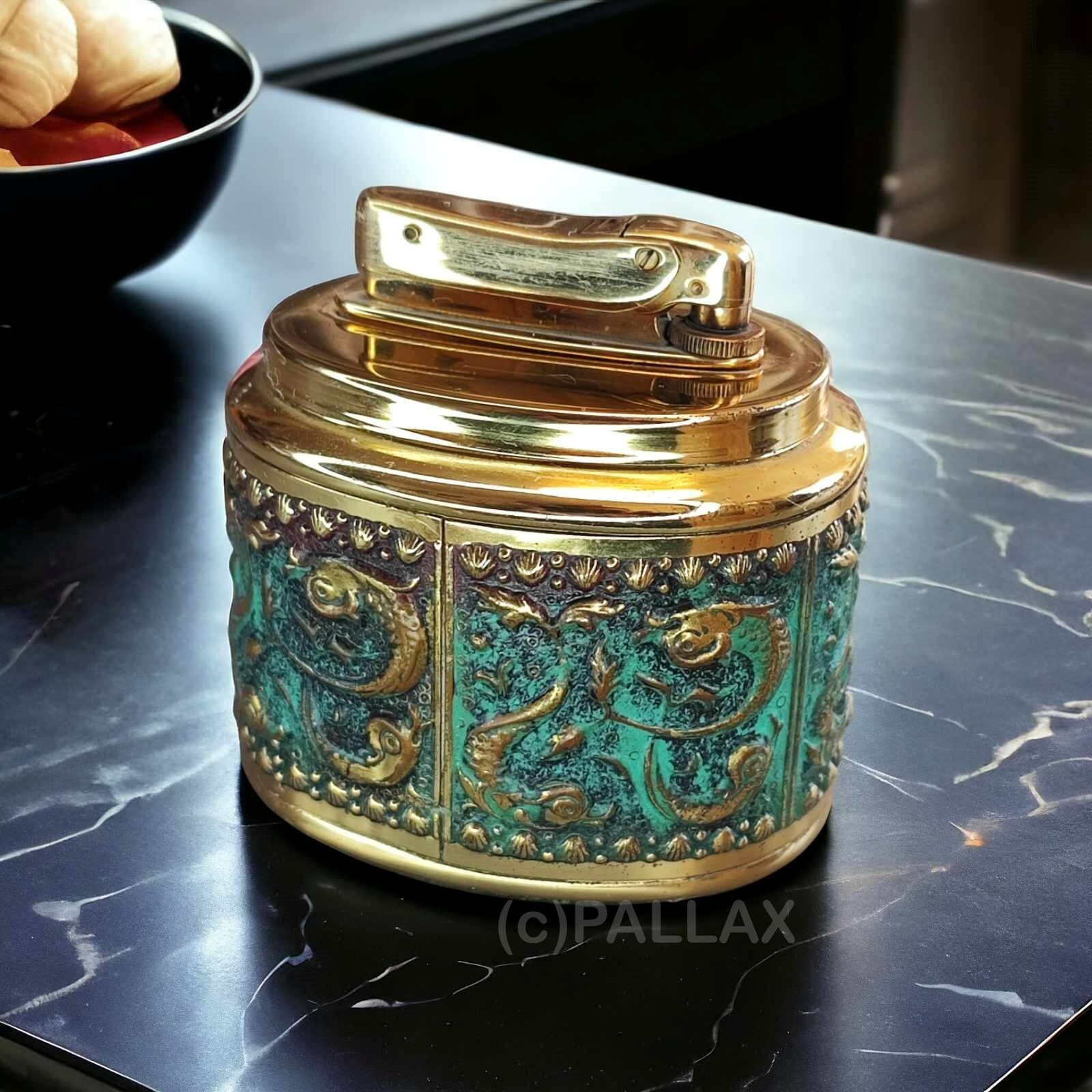 MYLFLAM TABLE LIGHTER MODEL 370 GAS LIGHTER BRASS / 1955