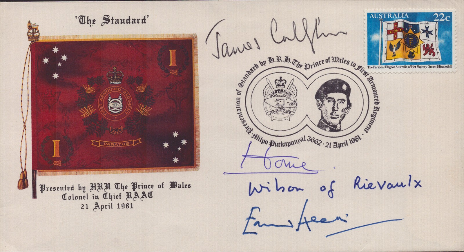 HAROLD WILSON (GREAT BRITAIN) - COMMEMORATIVE ENVELOPE SIGNED WITH CO-SIGNERS HAROLD WILSON (GREAT BRITAIN) - COMMEMORATIVE ENVELOPE SIGNED WITH CO-SIGNERS