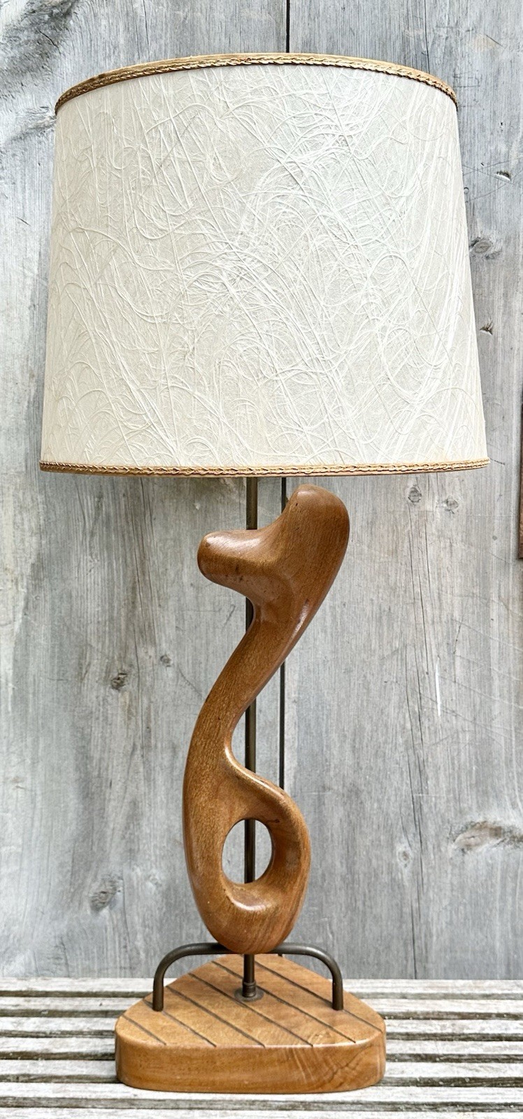 Vintage MCM Arthur Jacobs for Modeline Sculptural Walnut & Brass Table Lamp Vintage MCM Arthur Jacobs for Modeline Sculptural Walnut & Brass Table Lamp