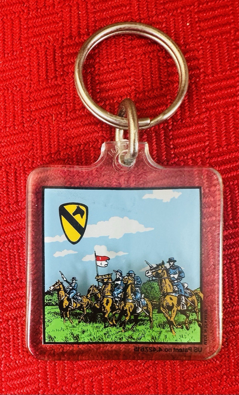 Vtg 3D 1st Cavalry Division Keychain US Army Horses Double Sided Acrylic 1990s Vtg 3D 1st Cavalry Division Keychain US Army Horses Double Sided Acrylic 1990s