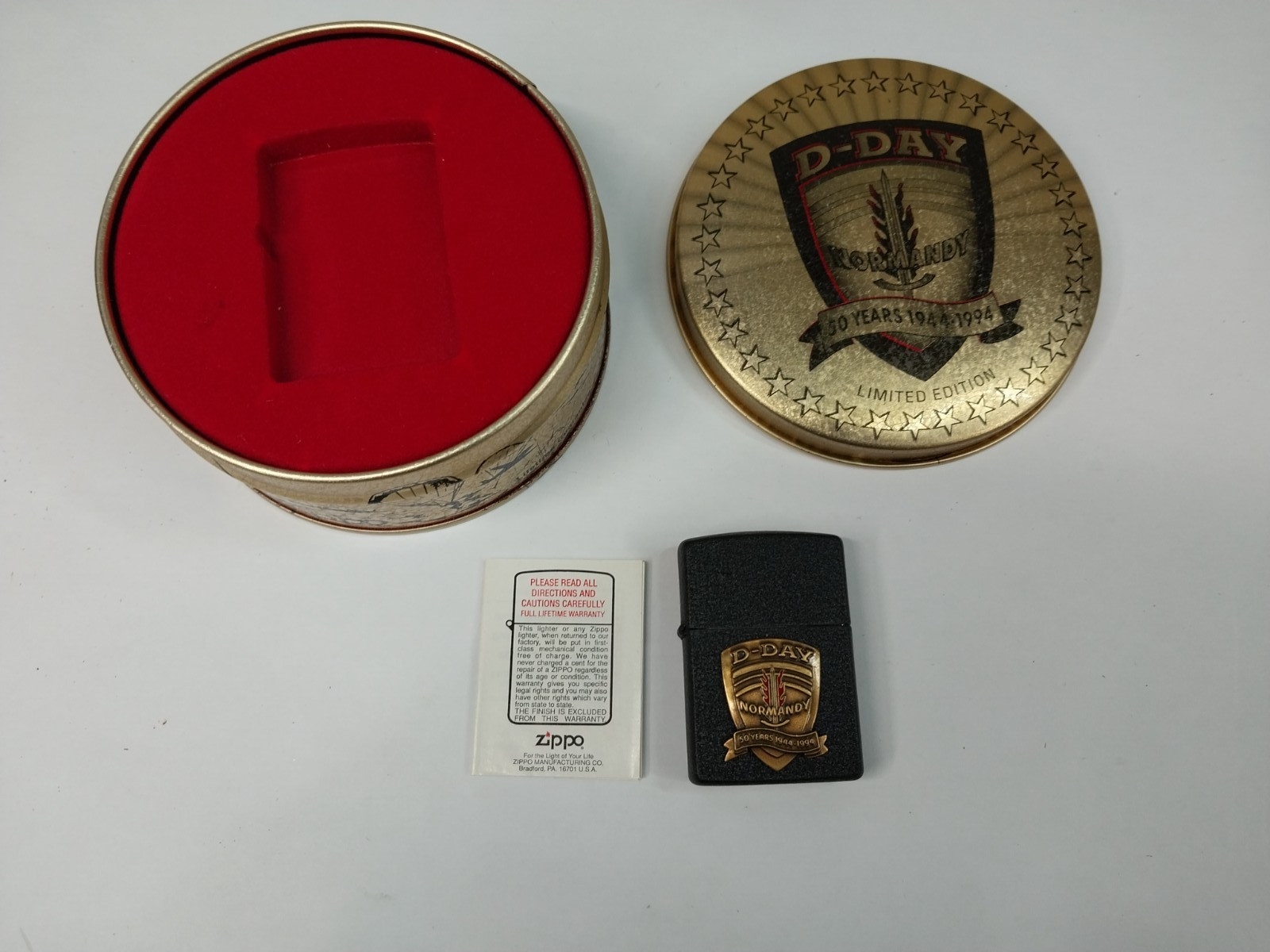 D-Day Normandy 50 Years 1944-1994 Collector's Edition Zippo Lighter w/ Tin Case D-Day Normandy 50 Years 1944-1994 Collector's Edition Zippo Lighter w/ Tin Case