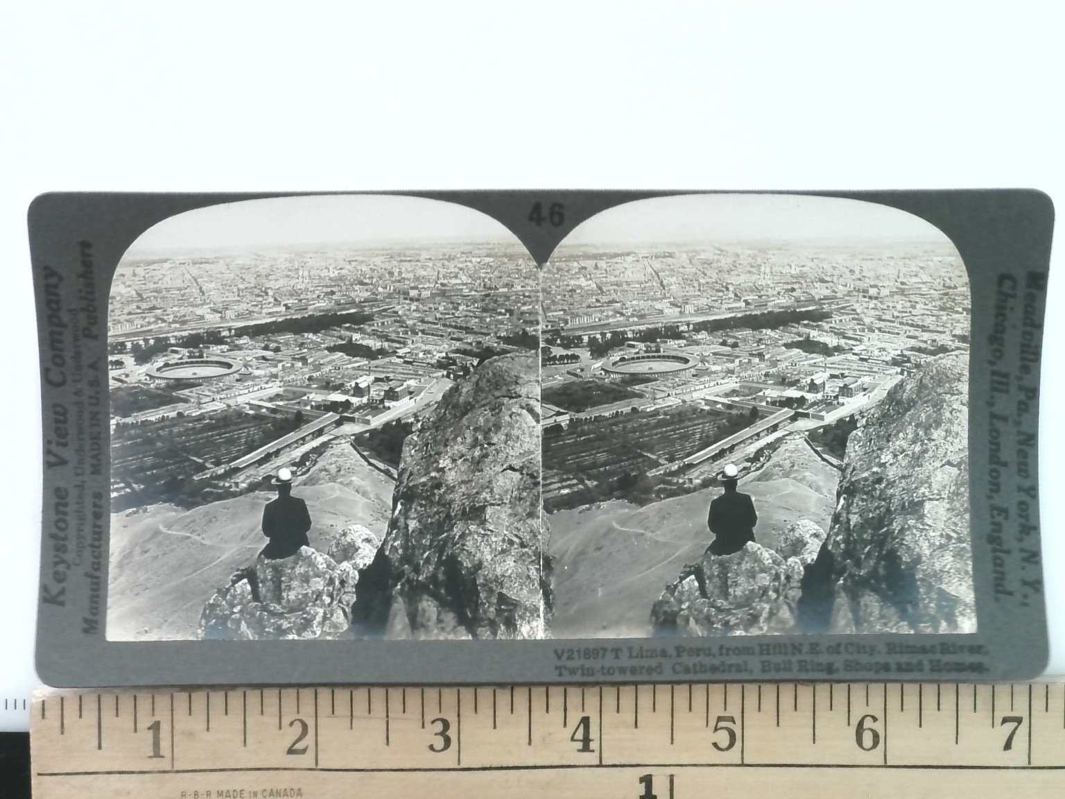 Lima Peru Stereoview Keystone View Co. V21897 Cityscape Bull Ring