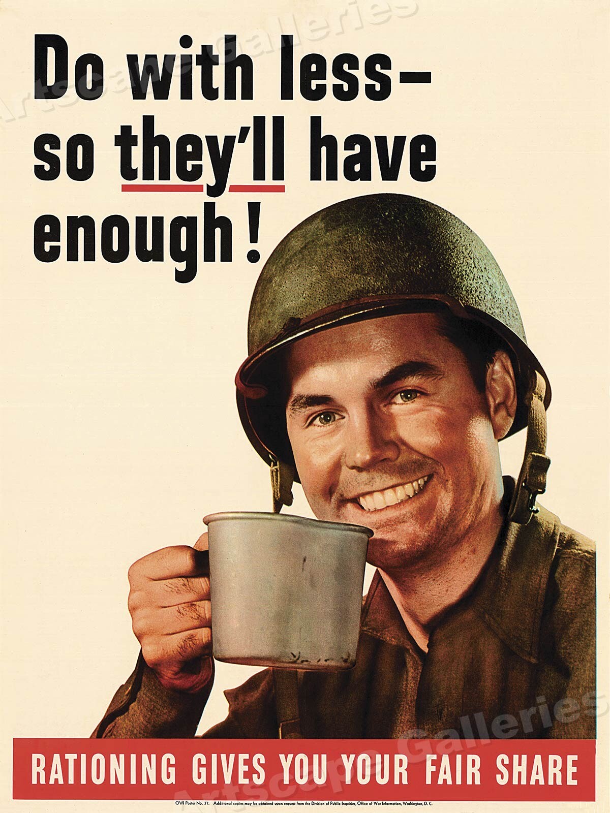 1943 "Do With Less" WW2 US Homefront Rationing Poster - 18x24