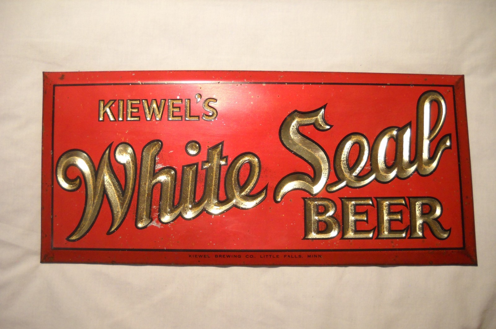 Vintage Original Kiewel’s White Seal Beer Metal Sign 6 x 13 Little Falls Minn. Vintage Original Kiewel’s White Seal Beer Metal Sign 6 x 13 Little Falls Minn.