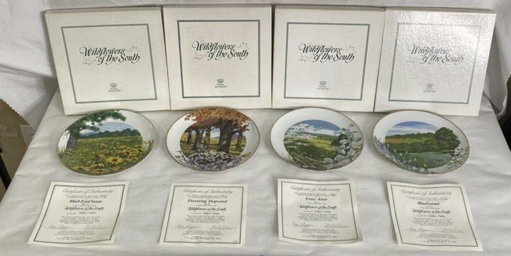 Vtg 1981 Complete Set Of 12 Wildflowers Of The South Plates Vtg 1981 Complete Set Of 12 Wildflowers Of The South Plates