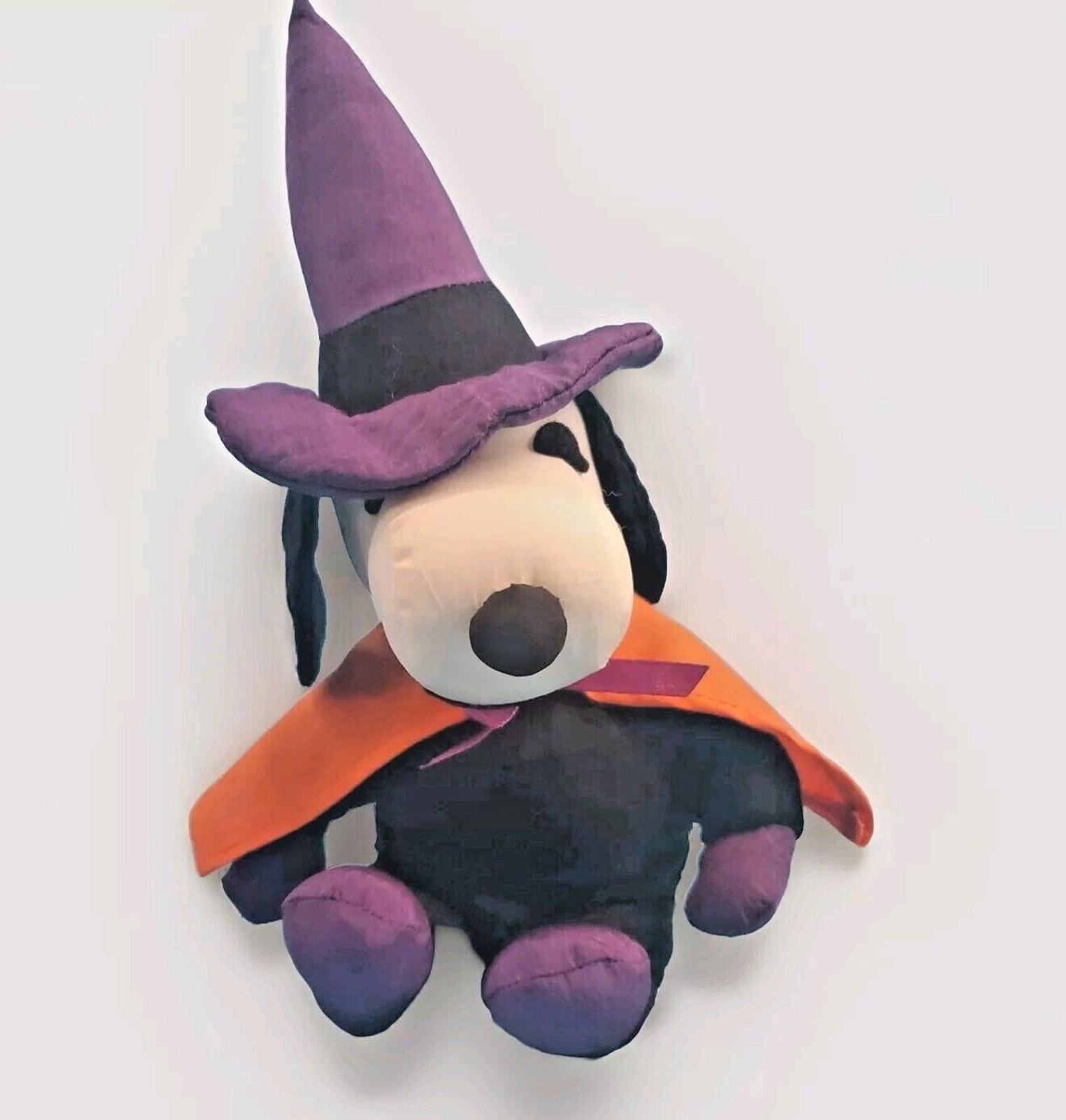 Peanuts Halloween Plush Snoopy Witch Nylon Purple Hat Orange Cape Costume Peanuts Halloween Plush Snoopy Witch Nylon Purple Hat Orange Cape Costume