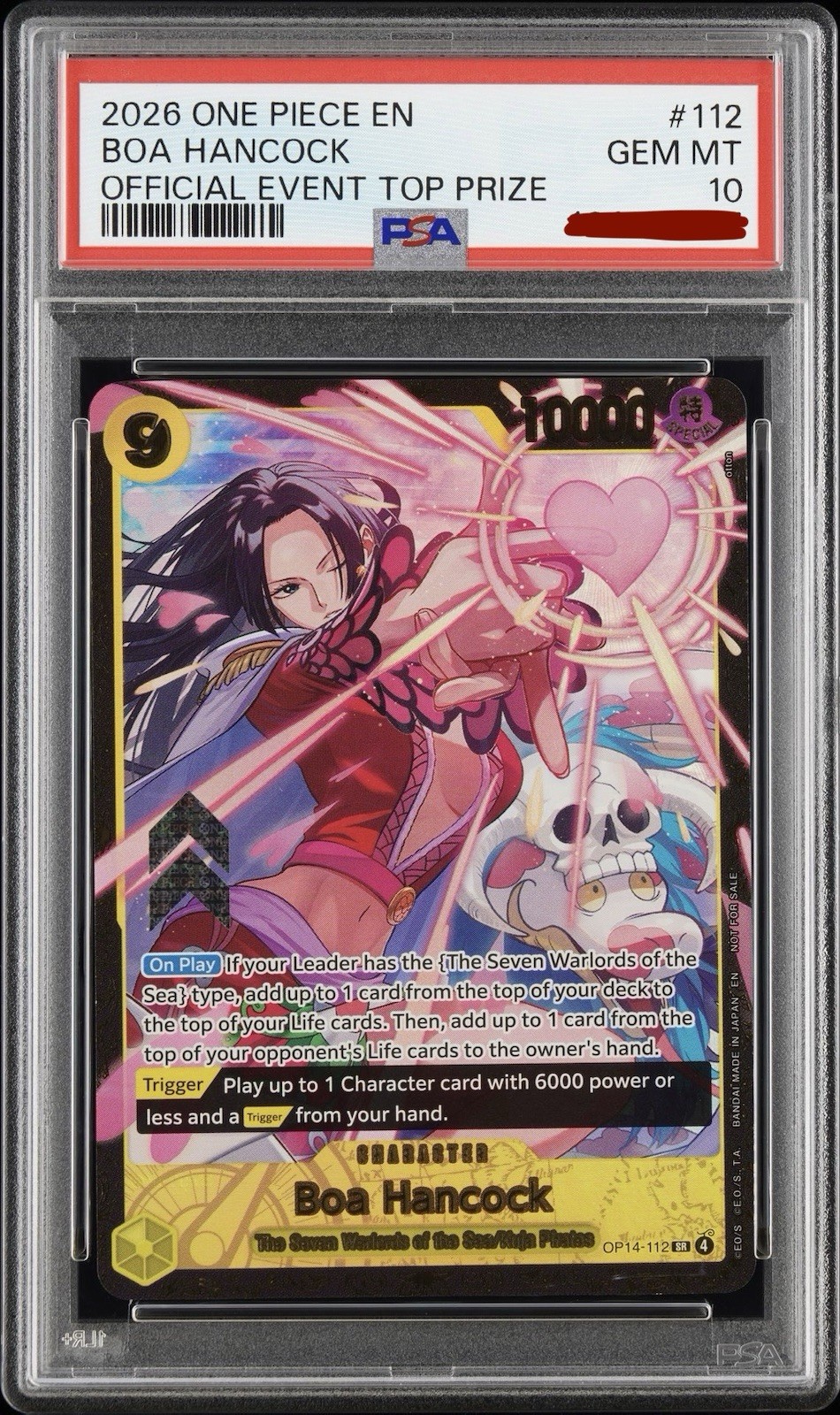 2026 ONE PIECE BOA HANCOCK PROMOS OFFICIAL EVENT REGIONALS TOP PRIZE #112 PSA 10 2026 ONE PIECE BOA HANCOCK PROMOS OFFICIAL EVENT REGIONALS TOP PRIZE #112 PSA 10