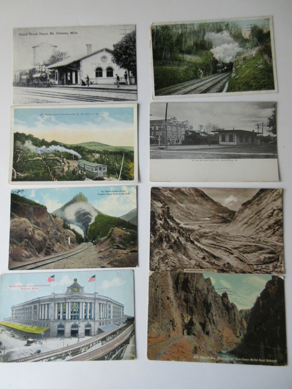 lot of 8 RAILROAD POSRCARDS vintage early 1900's