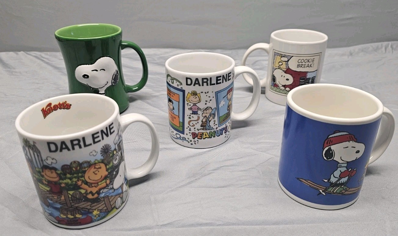 Snoopy Peanuts & Gang Camp Snoopy Lot Of 5 Coffee Mugs Woodstock Charlie Brown Snoopy Peanuts & Gang Camp Snoopy Lot Of 5 Coffee Mugs Woodstock Charlie Brown