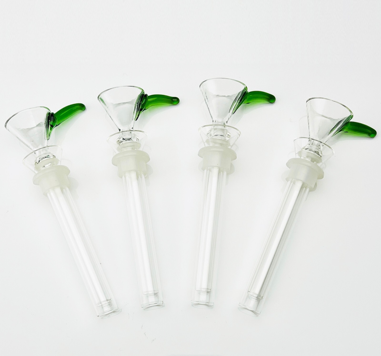 4 Pack 4" Glass Replacement Slide Glass Bowl Adapters Stem Set 14mm