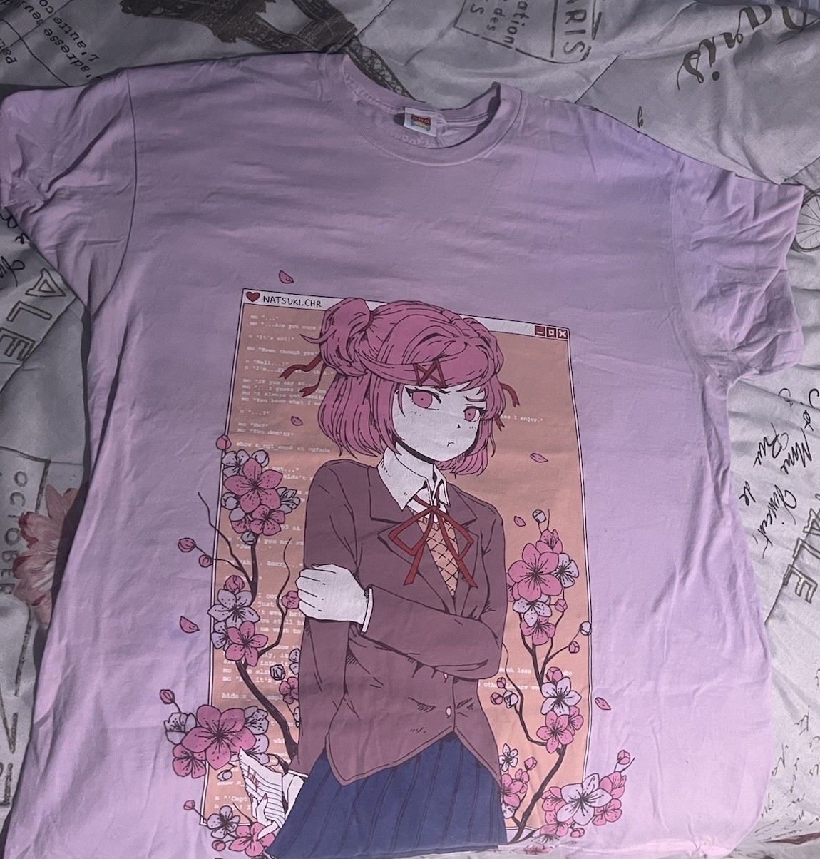 Omocat DDLC Natsuki XL Pink T-Shirt Doki Doki Literature Club Omocat DDLC Natsuki XL Pink T-Shirt Doki Doki Literature Club