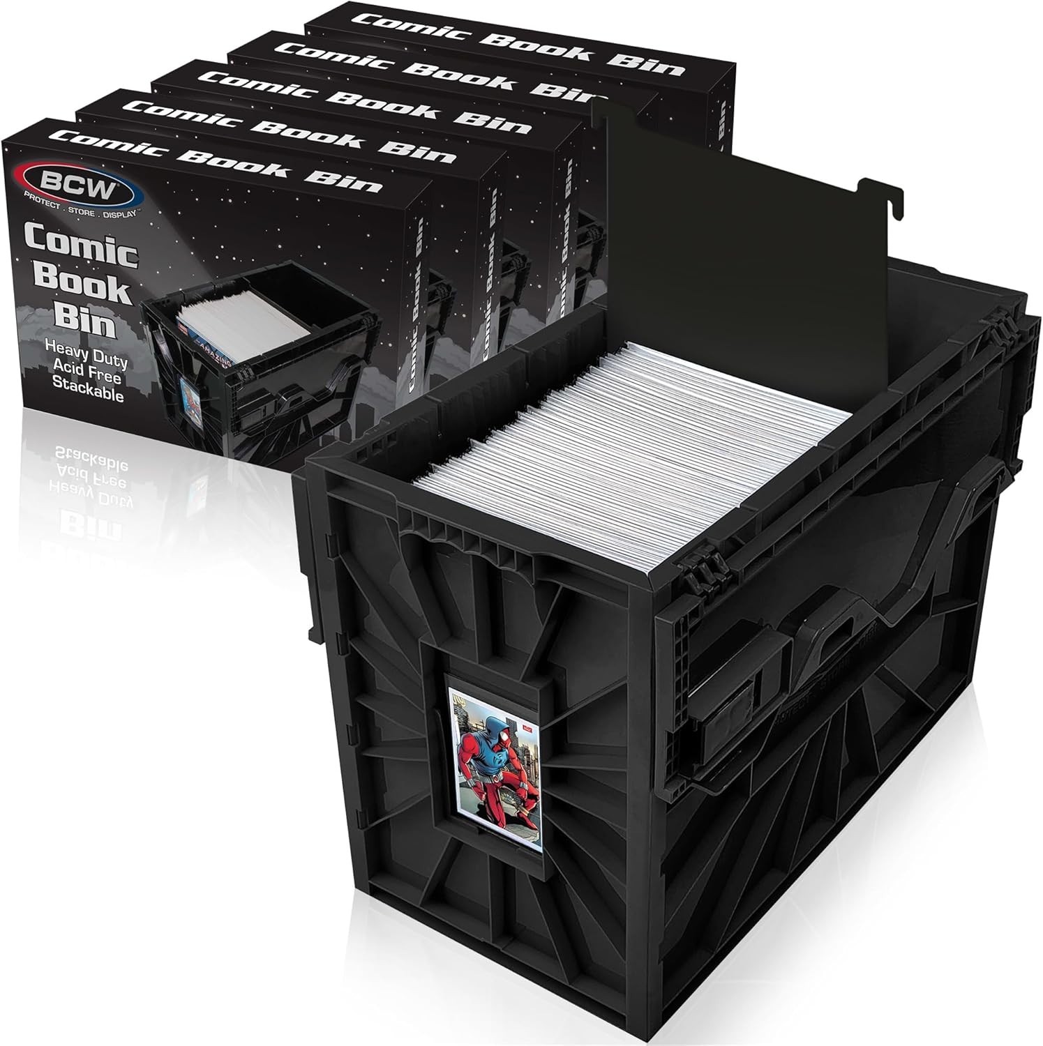 1 Case (5) BCW Black Short Comic Book Box Bin | Heavy Duty Acid Free Plastic 1 Case (5) BCW Black Short Comic Book Box Bin | Heavy Duty Acid Free Plastic