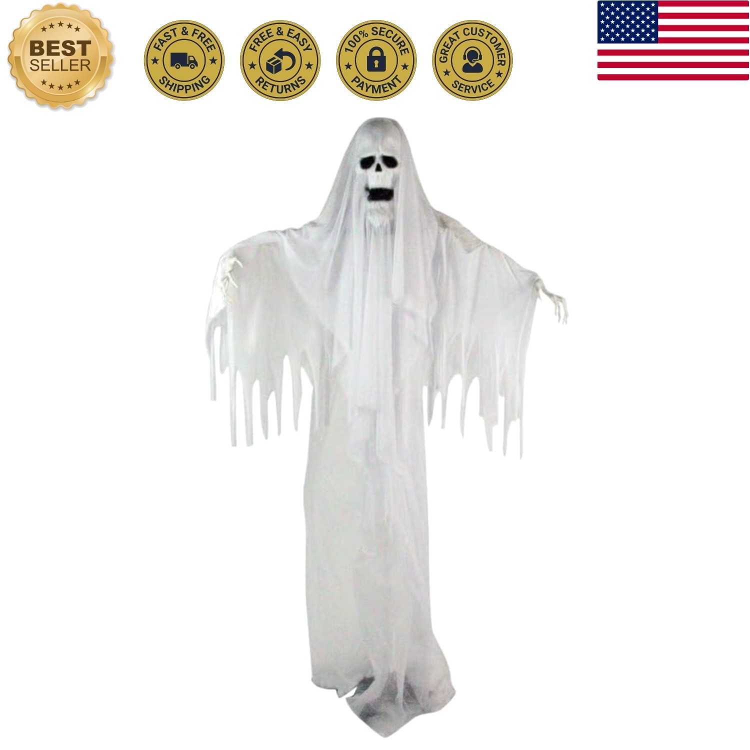 6.0-Ft. Life-Size Talking Ghost Halloween Animatronic