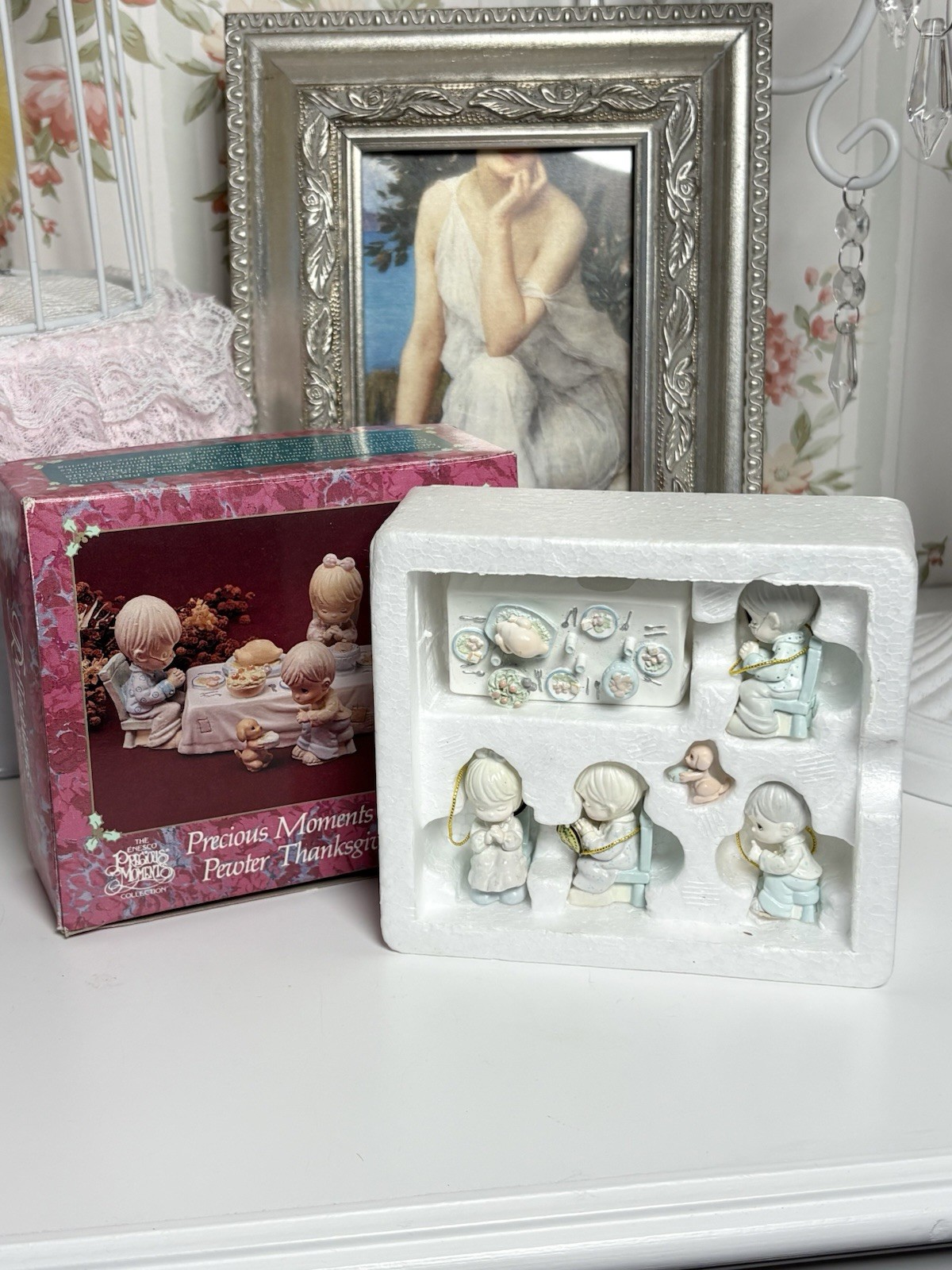 Vintage Precious Moments Pewter Thanksgiving Set We Gather Together In Box Vintage Precious Moments Pewter Thanksgiving Set We Gather Together In Box