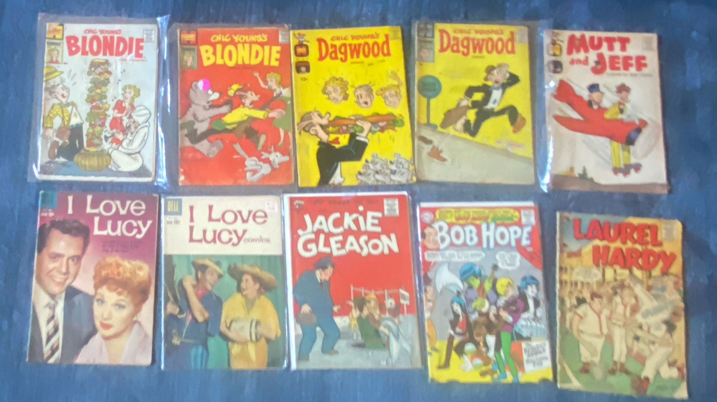 Vintage 10 1950’s-60’s comics Gleason, Mutt & Jeff, Laurel & Hardy Lucy Blondie Vintage 10 1950’s-60’s comics Gleason, Mutt & Jeff, Laurel & Hardy Lucy Blondie