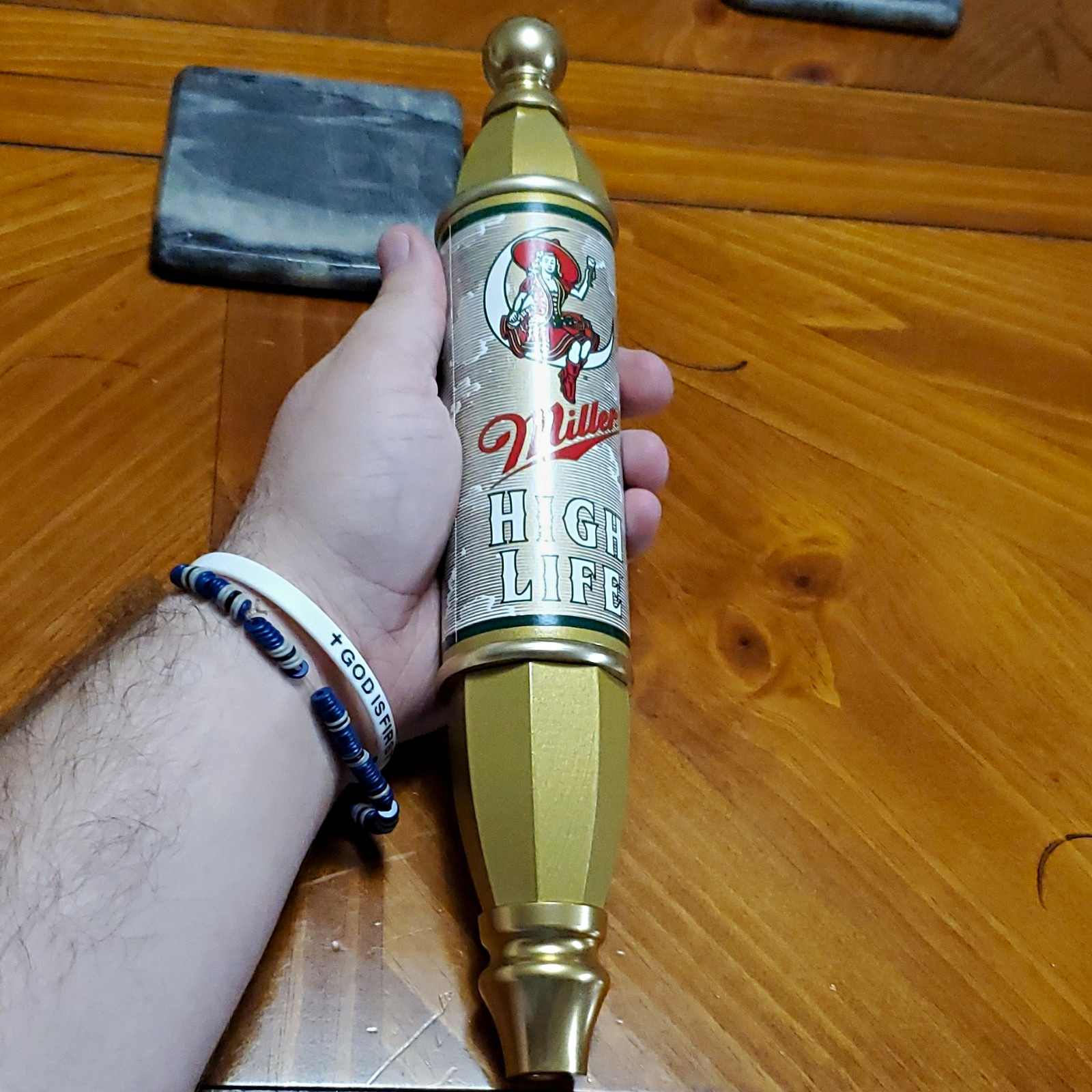 Nos Vintage Miller High Life Girl On Moon Gold 12" Beer Tap Handle