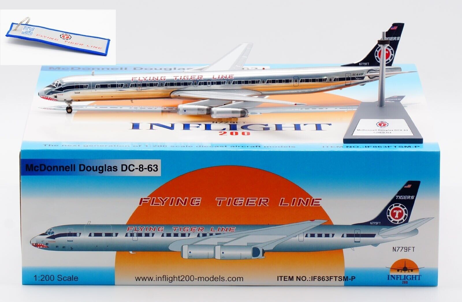 Inflight IF863FTSM-P Flying Tigers Line DC-8-63CF N779FT Diecast 1/200 Jet Model