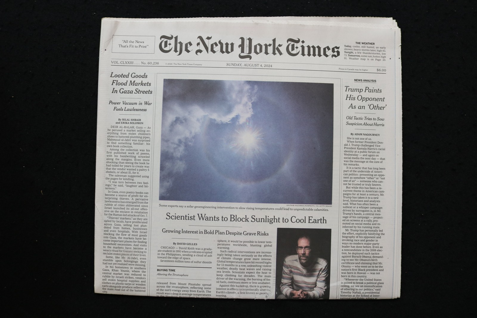 2024 AUGUST 4 NEW YORK TIMES - TRUMP PAINTS HIS OPPONENT A AN 'OTHER' 
