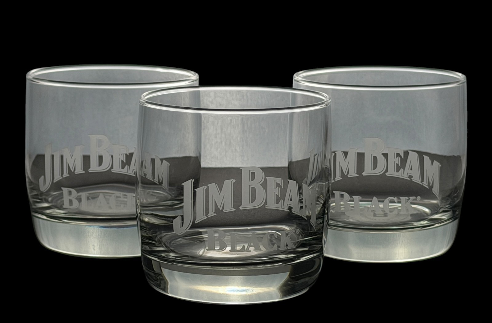 Jim Beam Black Etched Rocks Glasses Set - Heavy Base Bourbon Tumblers Jim Beam Black Etched Rocks Glasses Set - Heavy Base Bourbon Tumblers