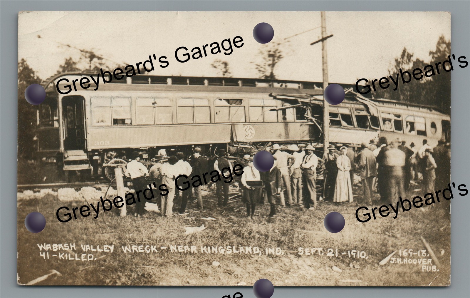 RPPC Wabash Valley Interurban Railroad Wreck KINGSLAND IN Real Photo Postcard
