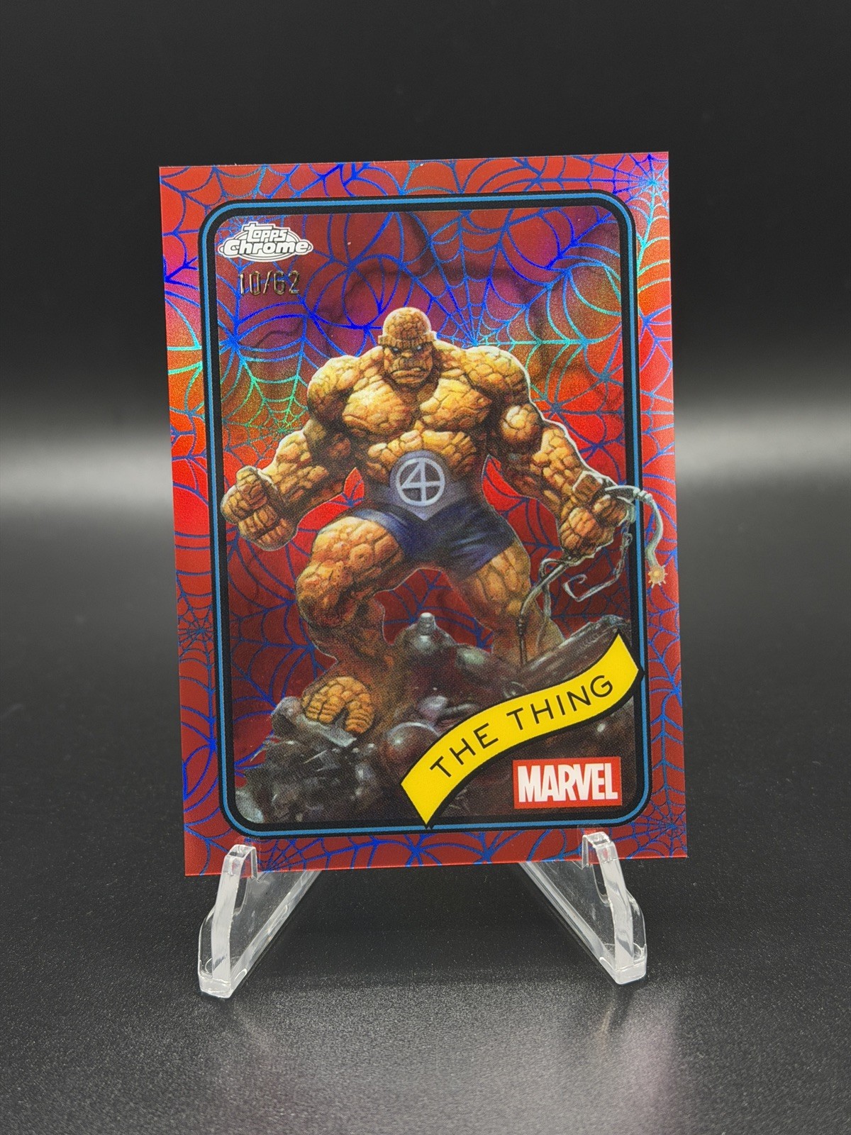 2025 Topps Chrome Marvel The Thing Spider Web Refractor #/62 2025 Topps Chrome Marvel The Thing Spider Web Refractor #/62