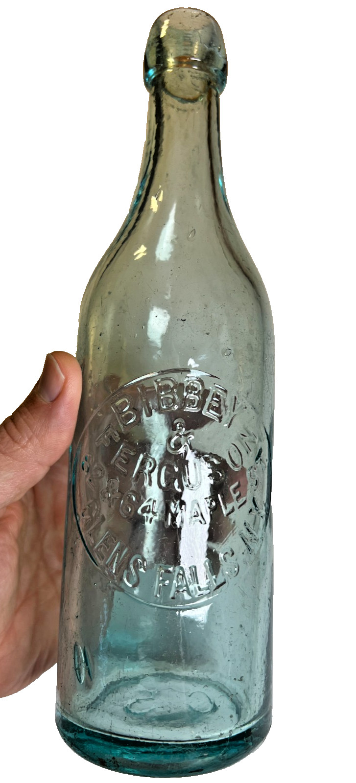 Antique Bibbey & Ferguson Glens Falls New York NY Blob Top Blobtop Bottle 1880s
