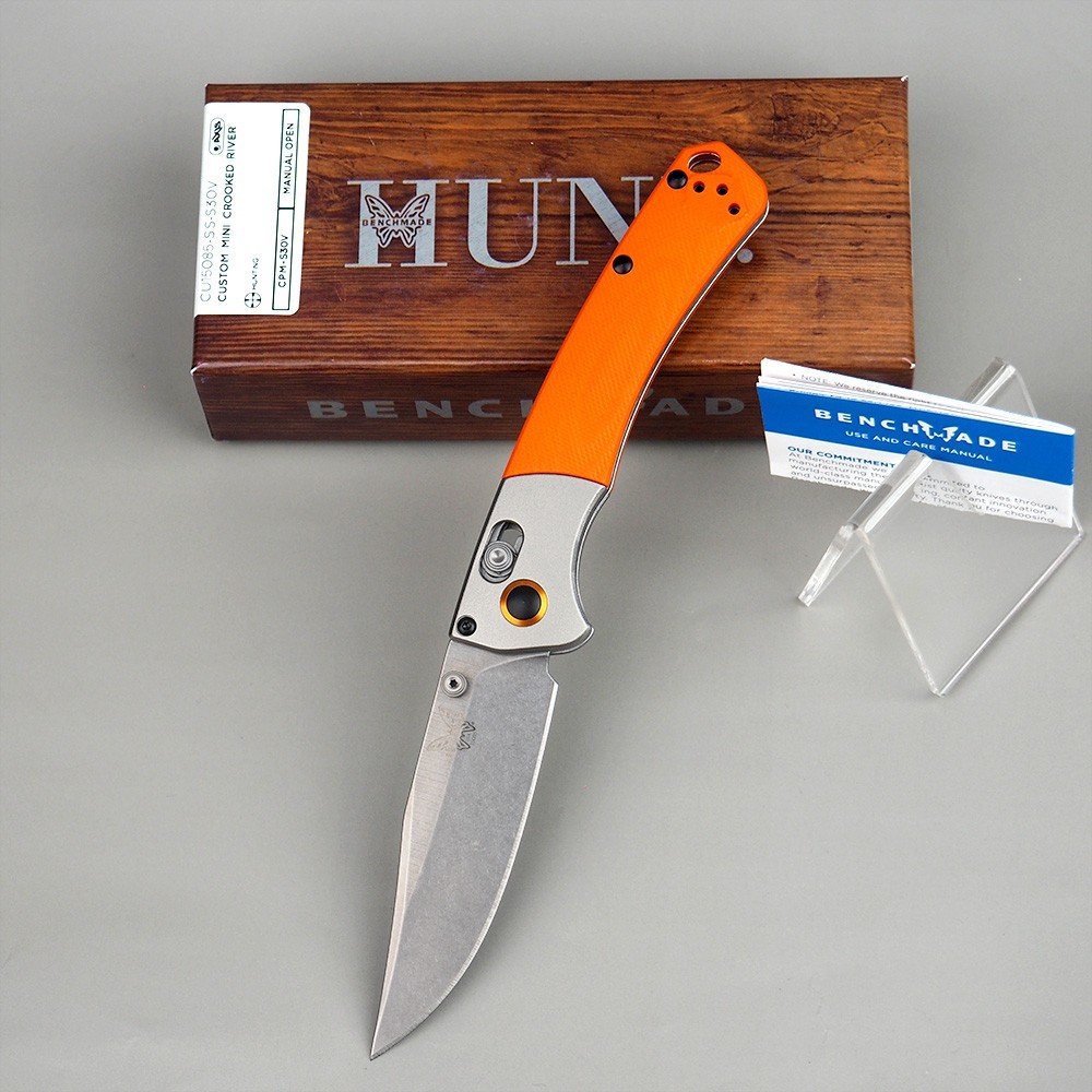 Benchmade 15085 Mini Crooked River Orange G10 S30V Blade AXIS Lock Folding Knife Benchmade 15085 Mini Crooked River Orange G10 S30V Blade AXIS Lock Folding Knife