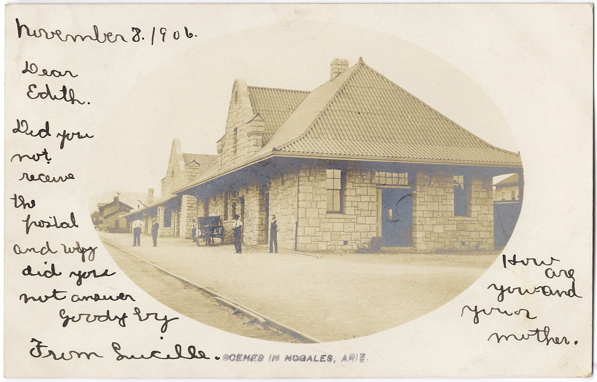 1906 NOGALES ARIZONA Train Depot RPPC Photo Postcard ~ Undivided w/ Postmark 1906 NOGALES ARIZONA Train Depot RPPC Photo Postcard ~ Undivided w/ Postmark