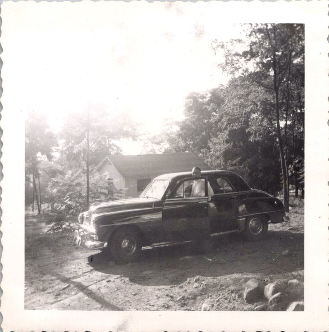 Vintage 1954 Photo Lake George NY Police Car Woods Cabin Black & White Original Vintage 1954 Photo Lake George NY Police Car Woods Cabin Black & White Original