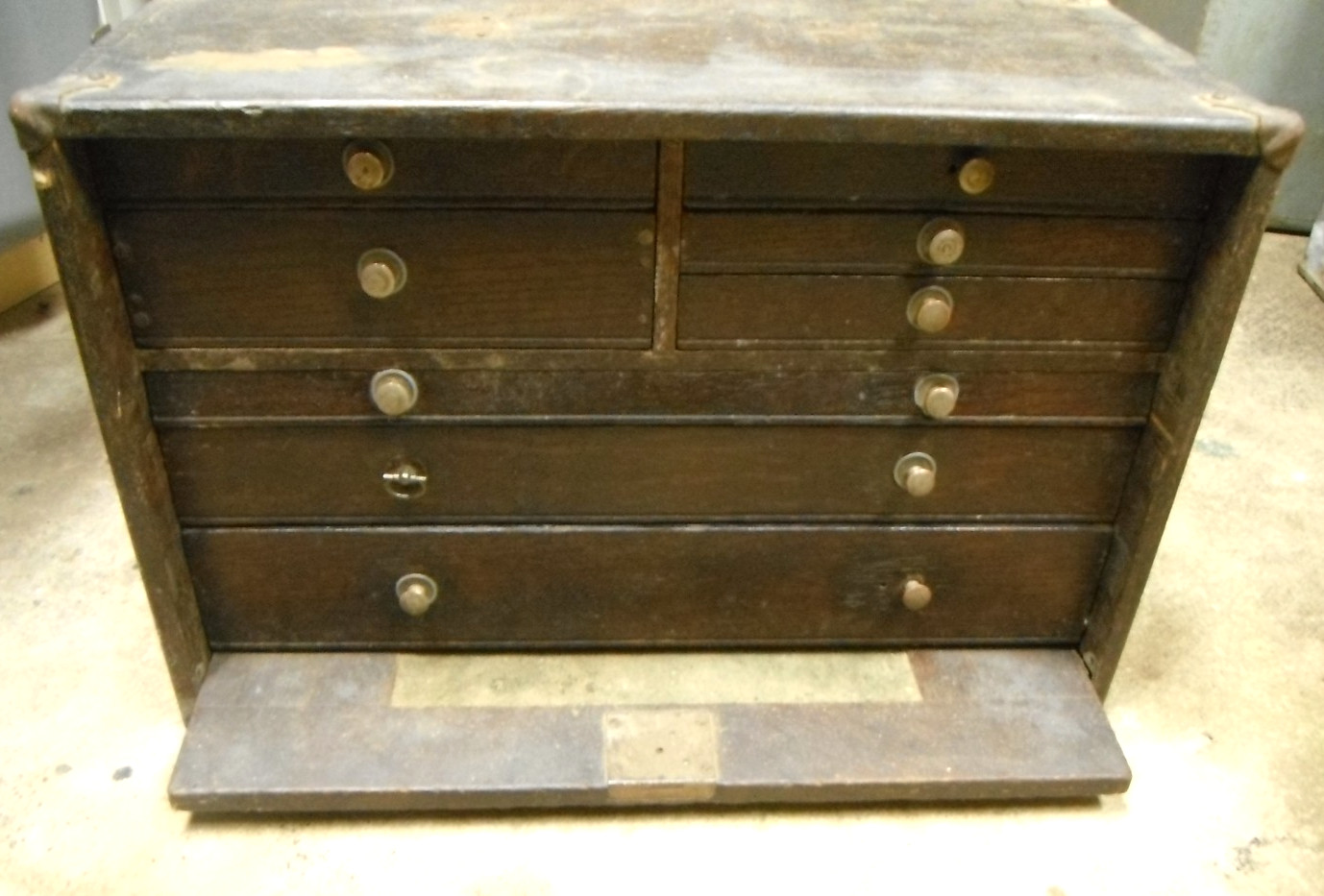 Antique Machinist (8)- Drawer Tool Chest Early 1900's Oak Dovetail Toolbox