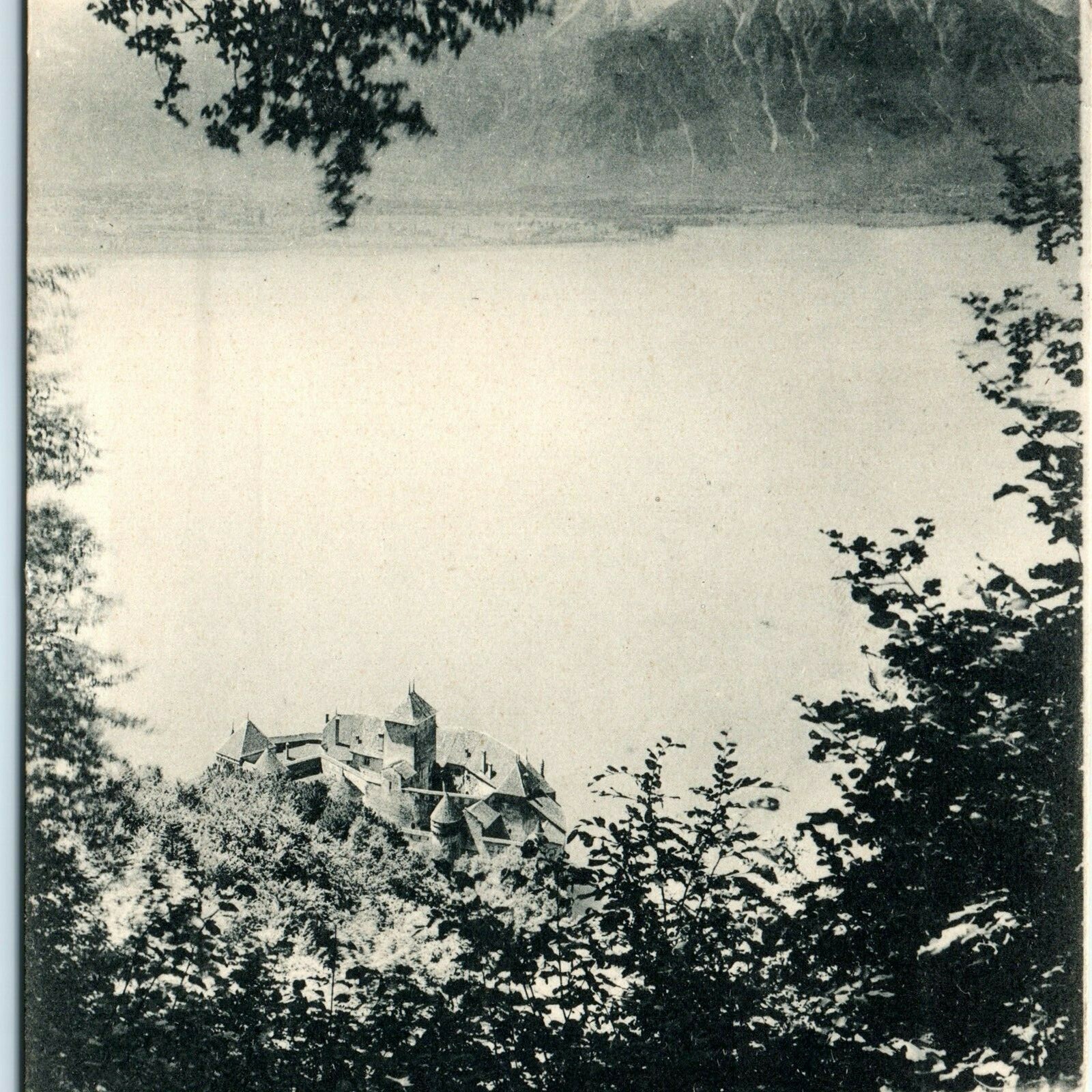 c1910s Chateau de Chillon Castle Postcard Switzerland Lake Geneva Le Grammont