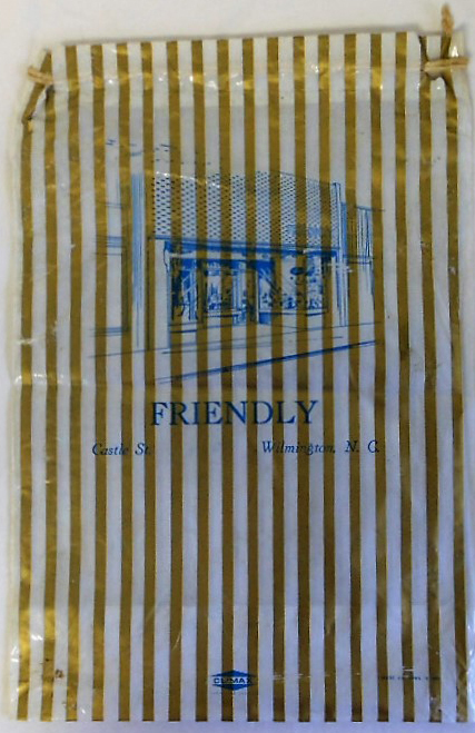 vintage FRIENDLY'S on Castle St., Wilmington NC Plastic GIFT BAG vintage FRIENDLY'S on Castle St., Wilmington NC Plastic GIFT BAG