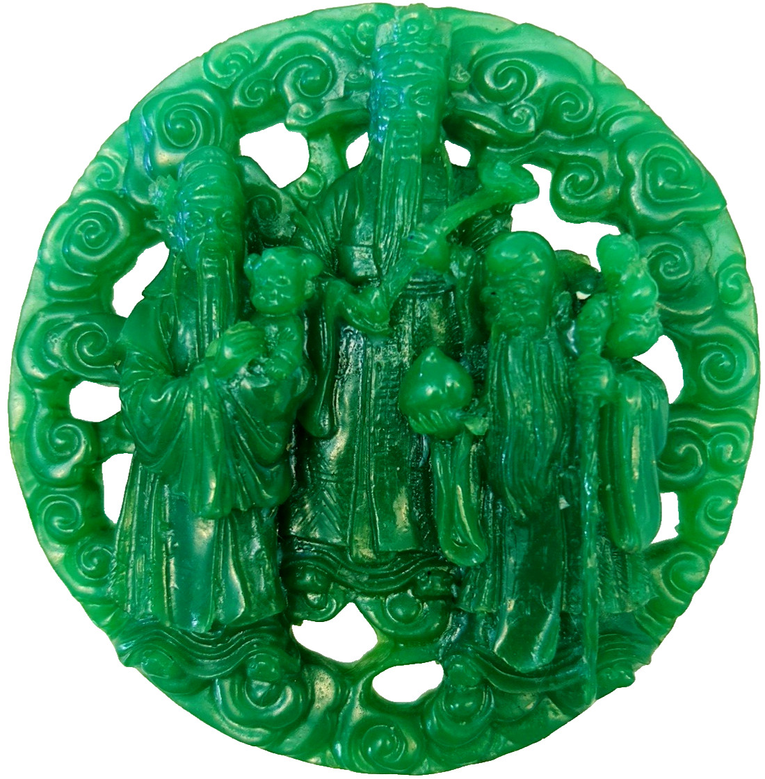 Vtg Chinese Fu Lu Shou Three-Star Gods 4" Good Luck Resin Wall Decor Astronomy