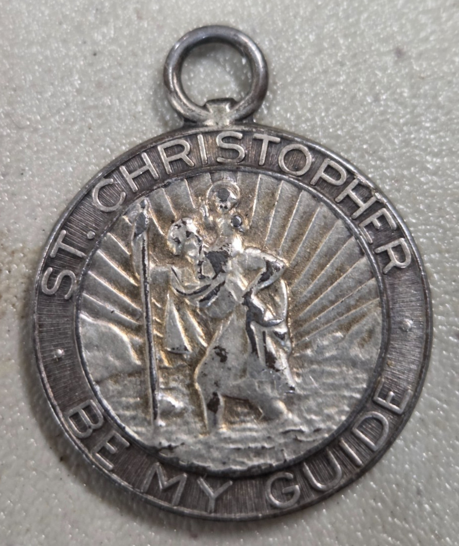 RARE 40s Vintage Saint Christopher Pendant Medal Regina Enamel Sterling Silver 1 RARE 40s Vintage Saint Christopher Pendant Medal Regina Enamel Sterling Silver 1